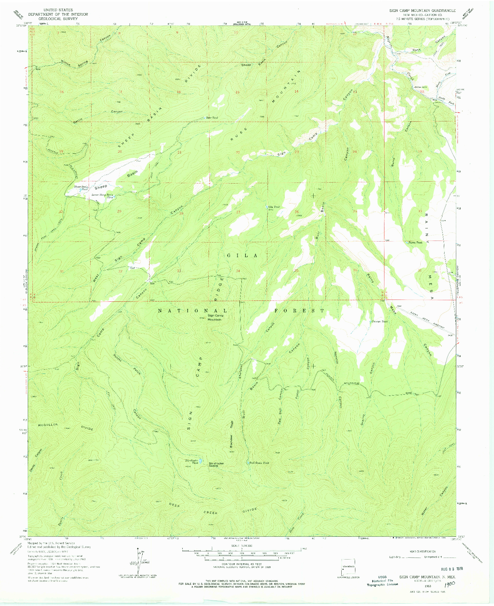 USGS 1:24000-SCALE QUADRANGLE FOR SIGN CAMP MOUNTAIN, NM 1963