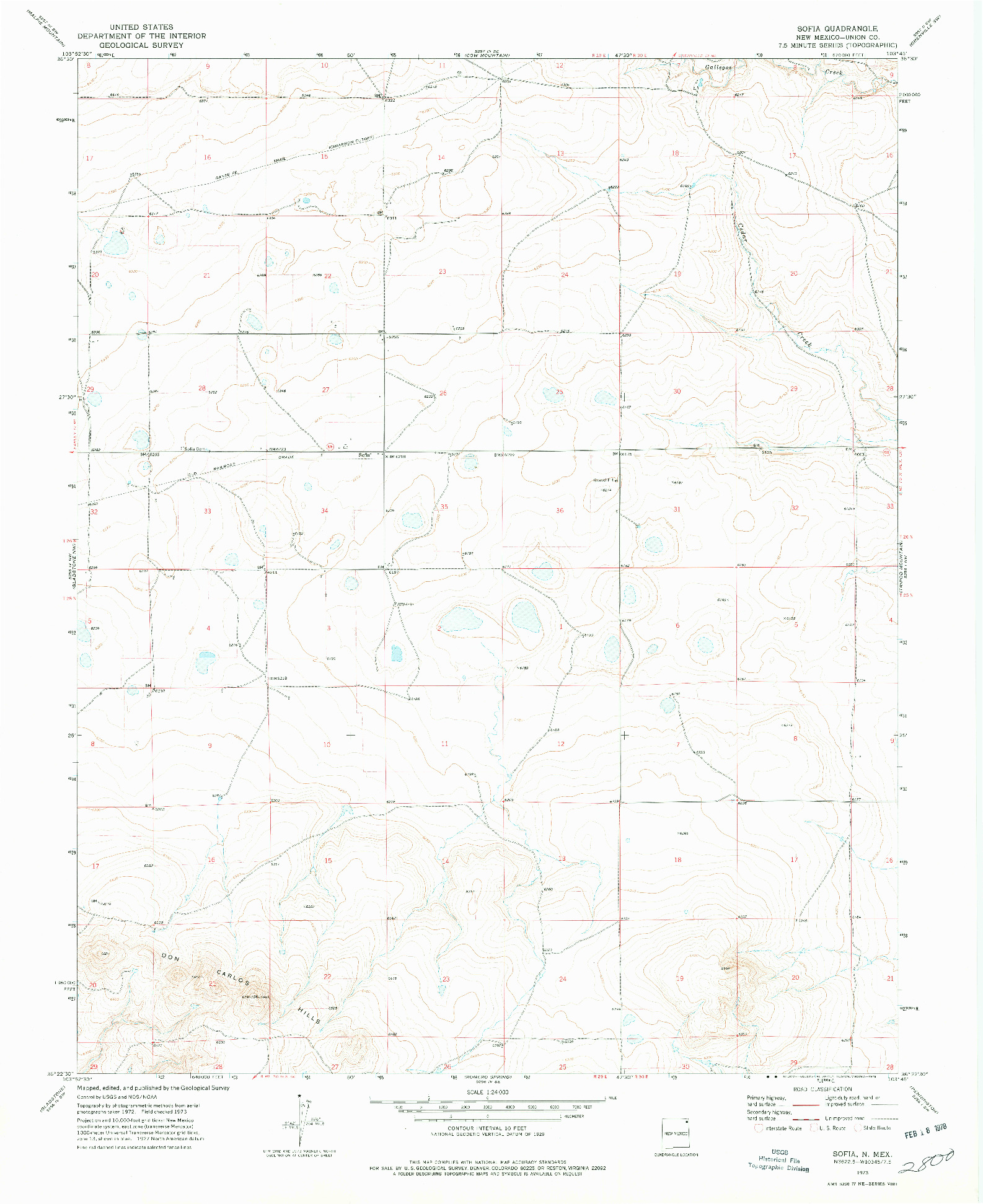 USGS 1:24000-SCALE QUADRANGLE FOR SOFIA, NM 1973