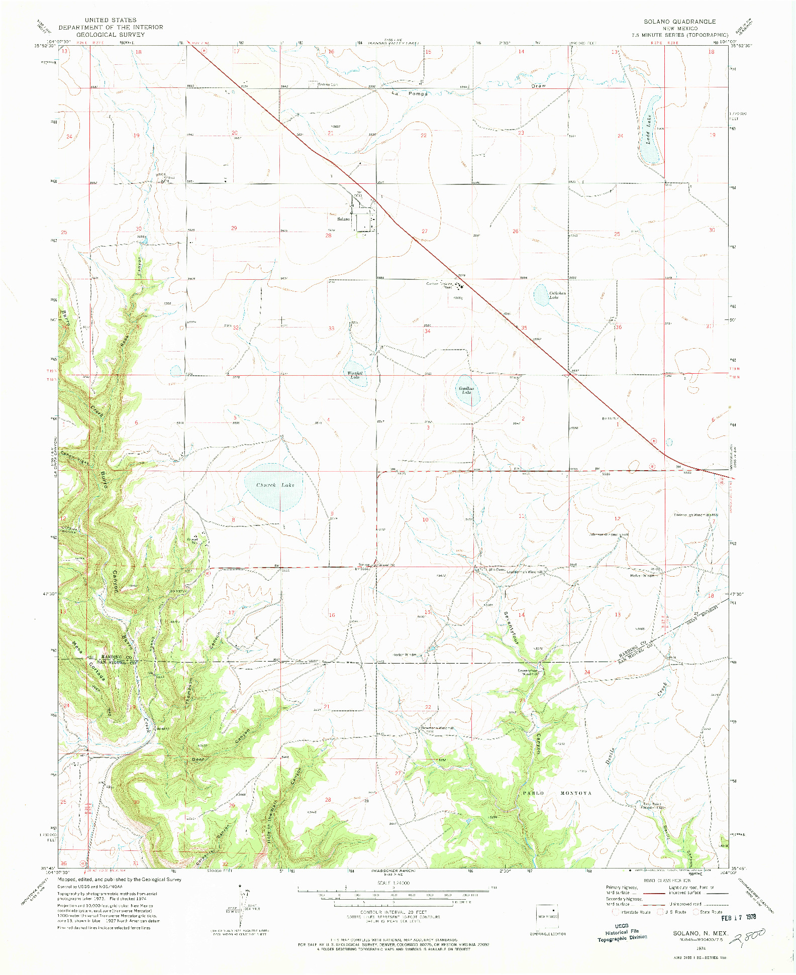 USGS 1:24000-SCALE QUADRANGLE FOR SOLANO, NM 1974