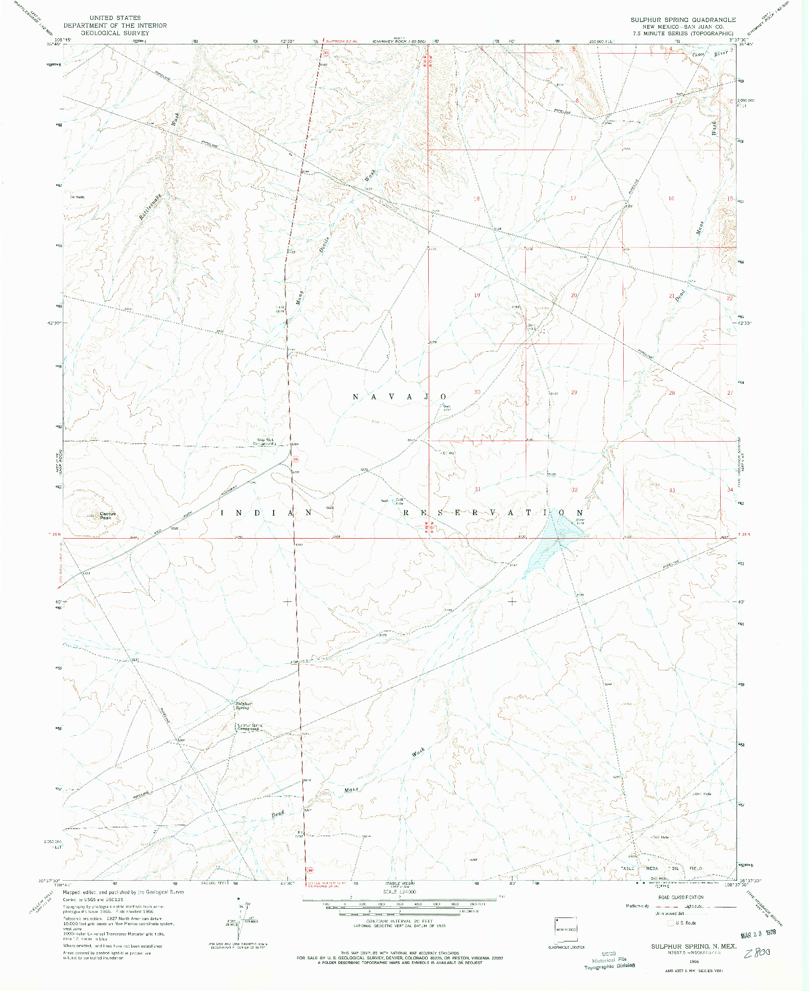 USGS 1:24000-SCALE QUADRANGLE FOR SULPHUR SPRING, NM 1966