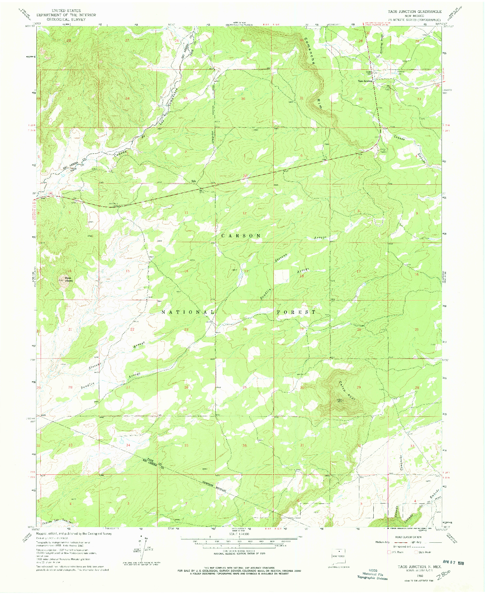 USGS 1:24000-SCALE QUADRANGLE FOR TAOS JUNCTION, NM 1960