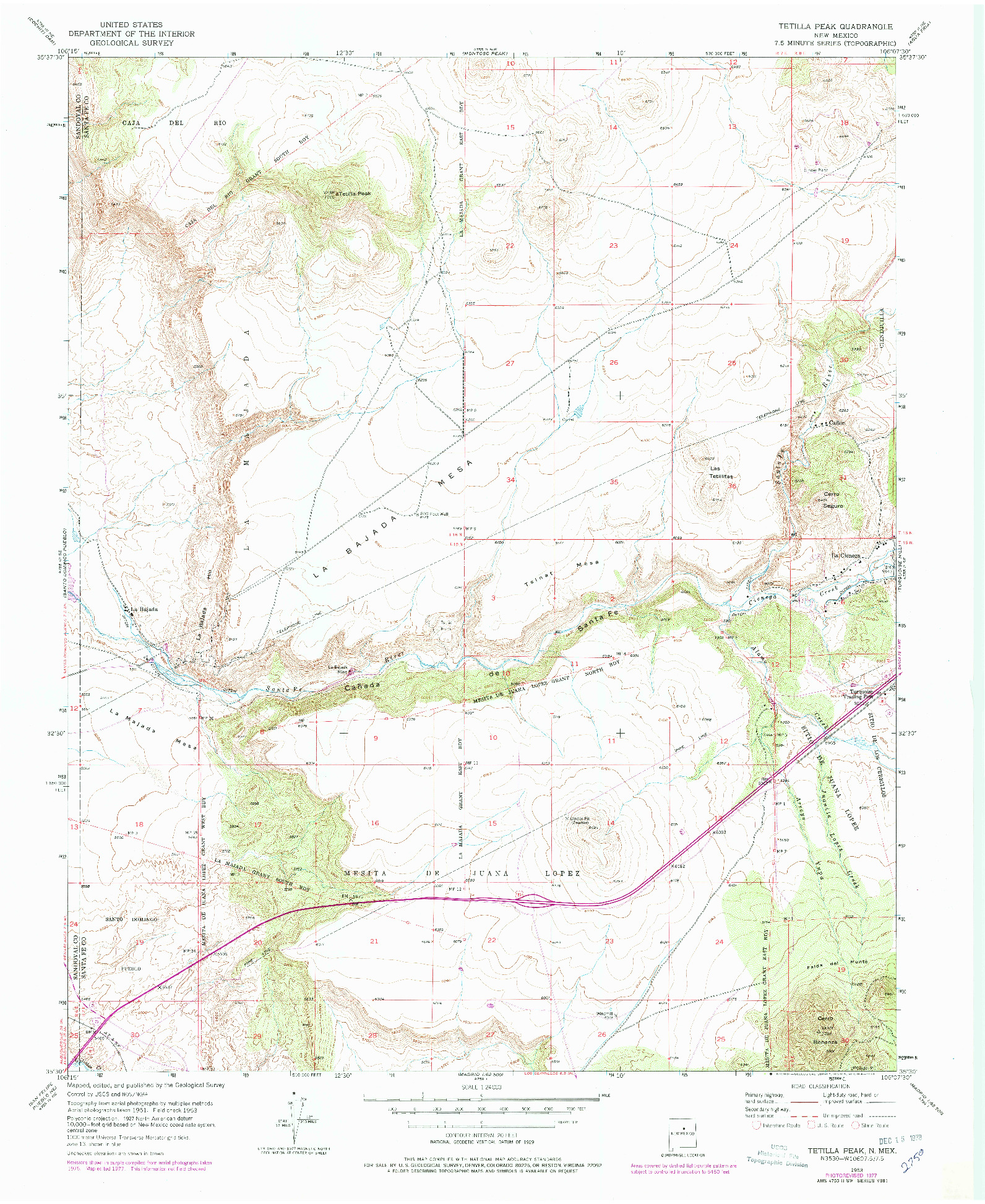 USGS 1:24000-SCALE QUADRANGLE FOR TETILLA PEAK, NM 1953