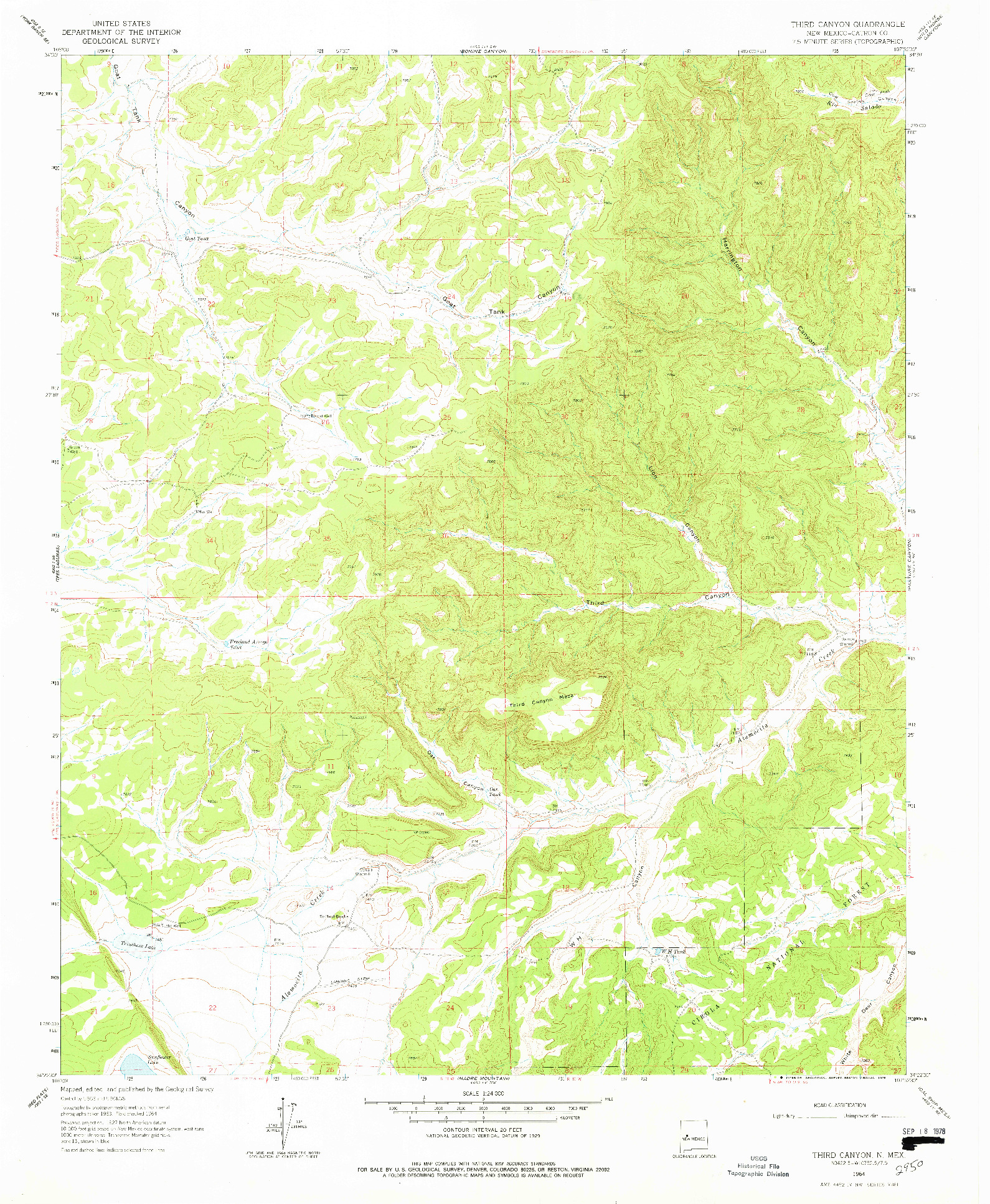 USGS 1:24000-SCALE QUADRANGLE FOR THIRD CANYON, NM 1964