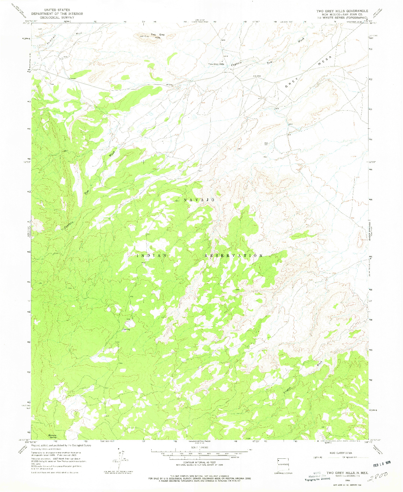 USGS 1:24000-SCALE QUADRANGLE FOR TWO GREY HILLS, NM 1966