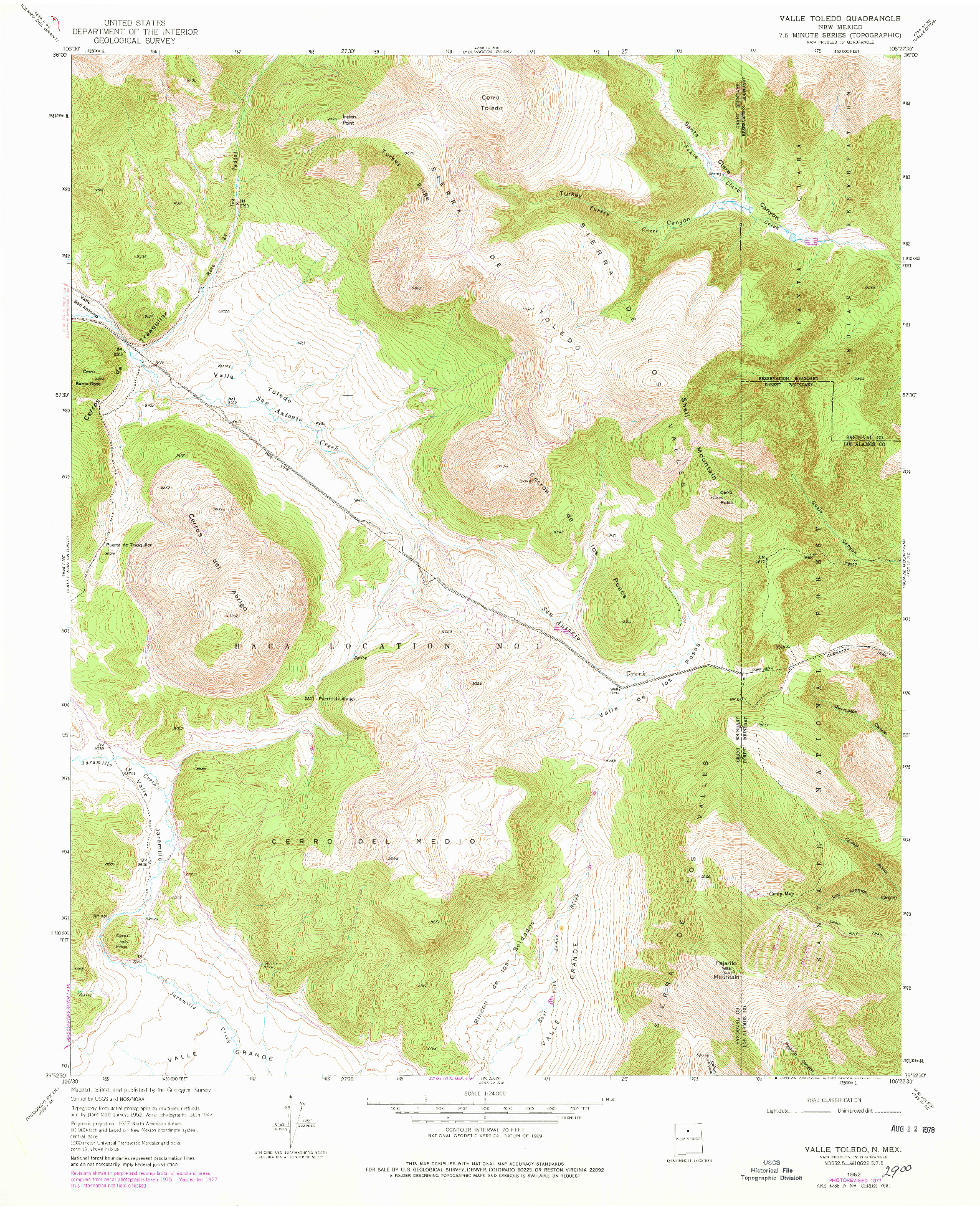 USGS 1:24000-SCALE QUADRANGLE FOR VALLE TOLEDO, NM 1952