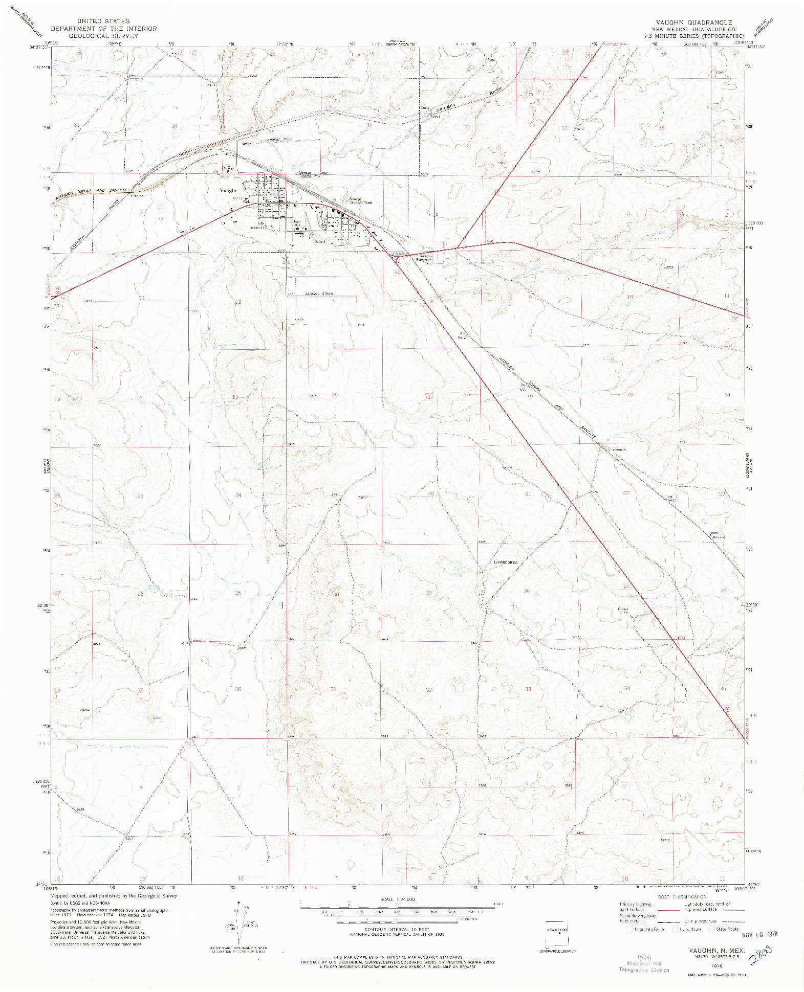 USGS 1:24000-SCALE QUADRANGLE FOR VAUGHN, NM 1978