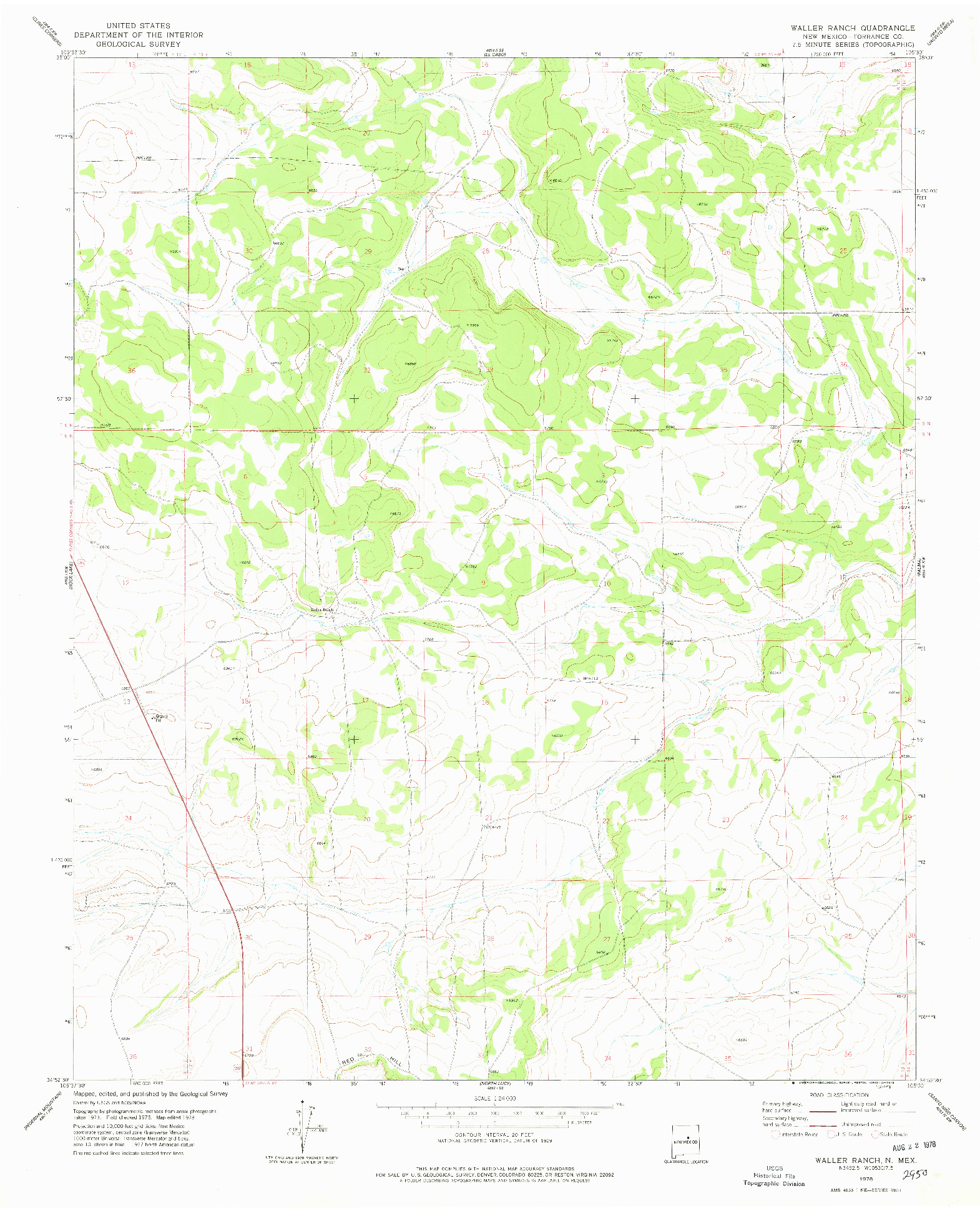 USGS 1:24000-SCALE QUADRANGLE FOR WALLER RANCH, NM 1978