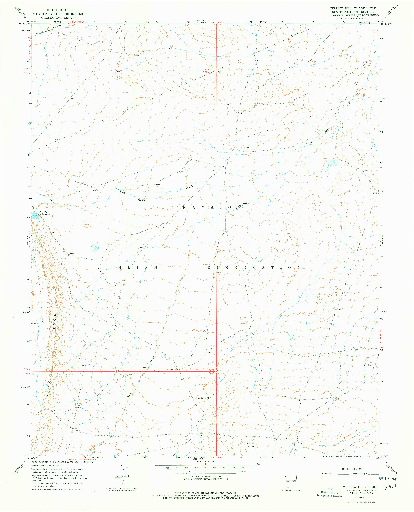 USGS 1:24000-SCALE QUADRANGLE FOR YELLOW HILL, NM 1966