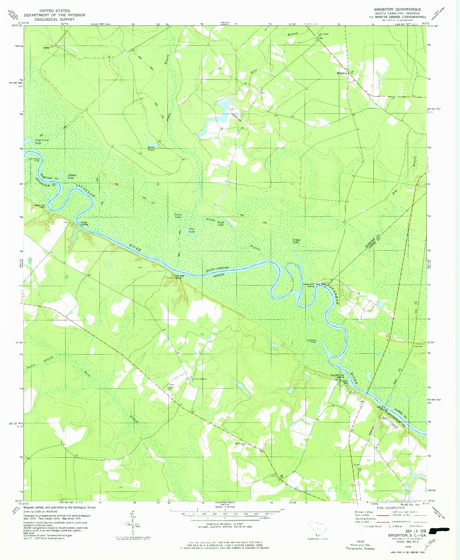 USGS 1:24000-SCALE QUADRANGLE FOR BRIGHTON, SC 1978