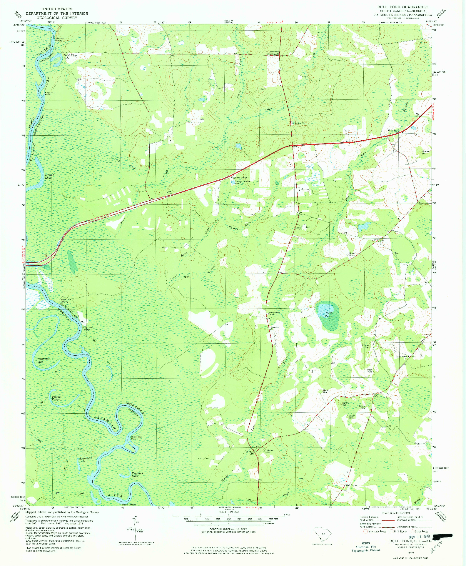 USGS 1:24000-SCALE QUADRANGLE FOR BULL POND, SC 1978