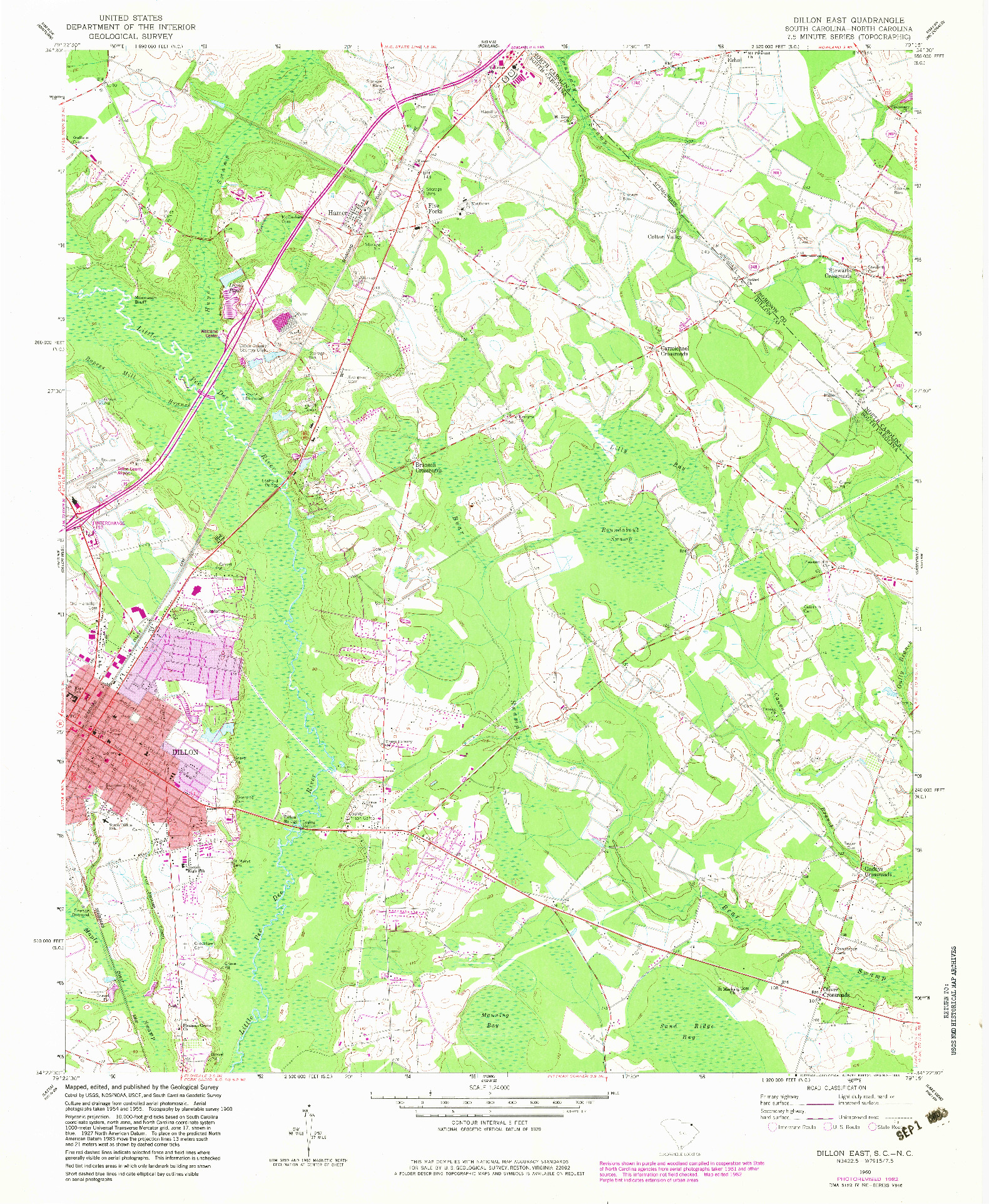 USGS 1:24000-SCALE QUADRANGLE FOR DILLON EAST, SC 1976