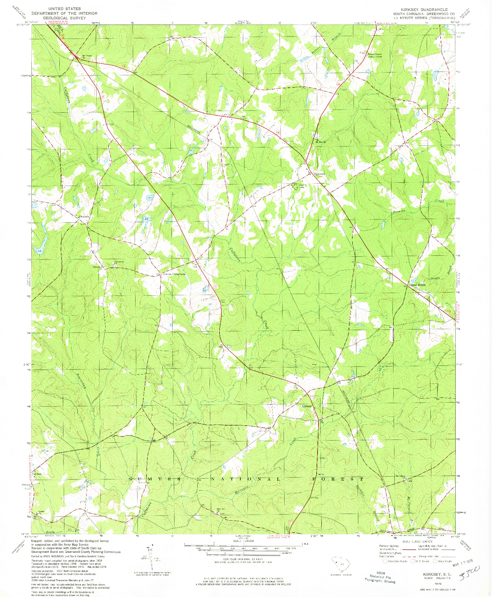 USGS 1:24000-SCALE QUADRANGLE FOR KIRKSEY, SC 1978