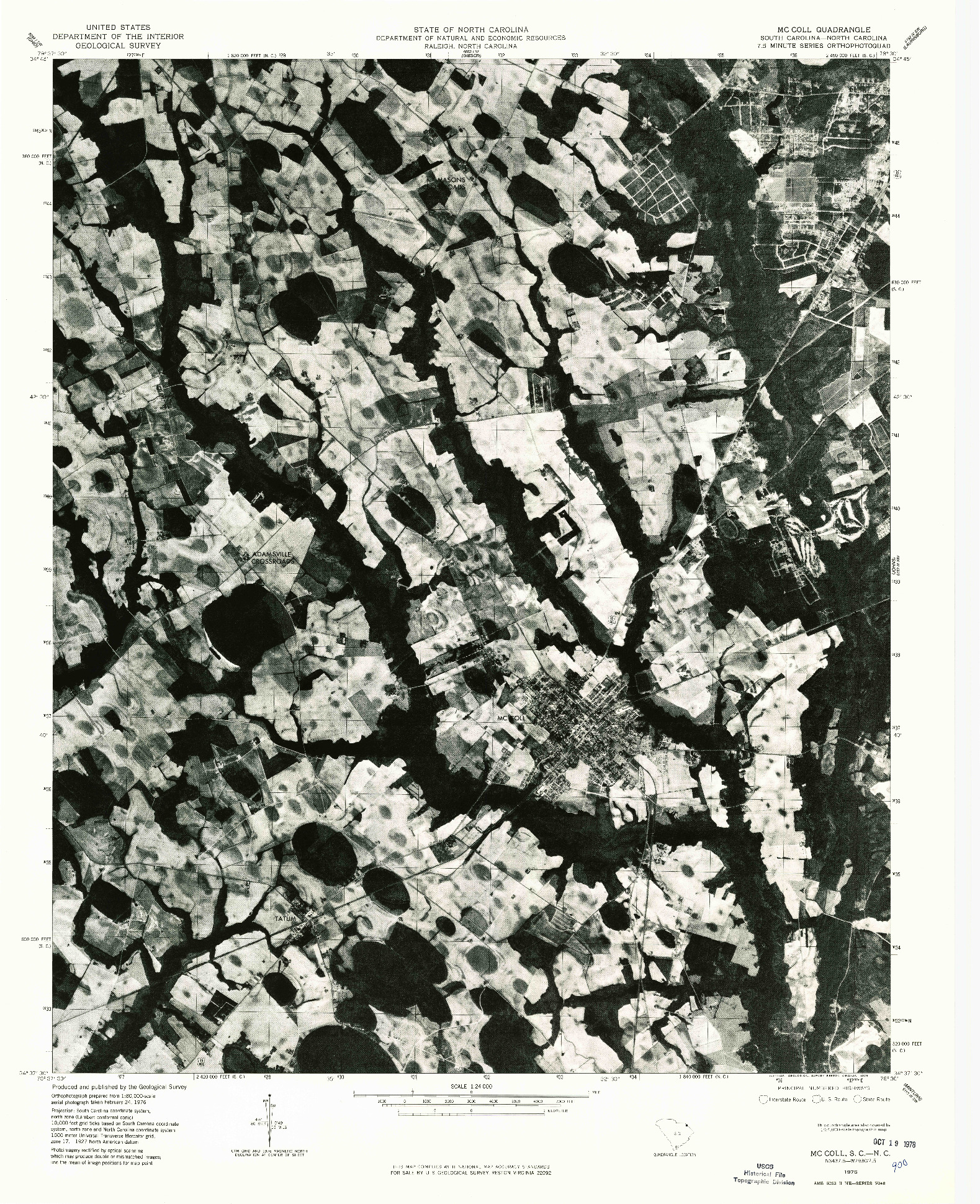 USGS 1:24000-SCALE QUADRANGLE FOR MC COLL, SC 1976