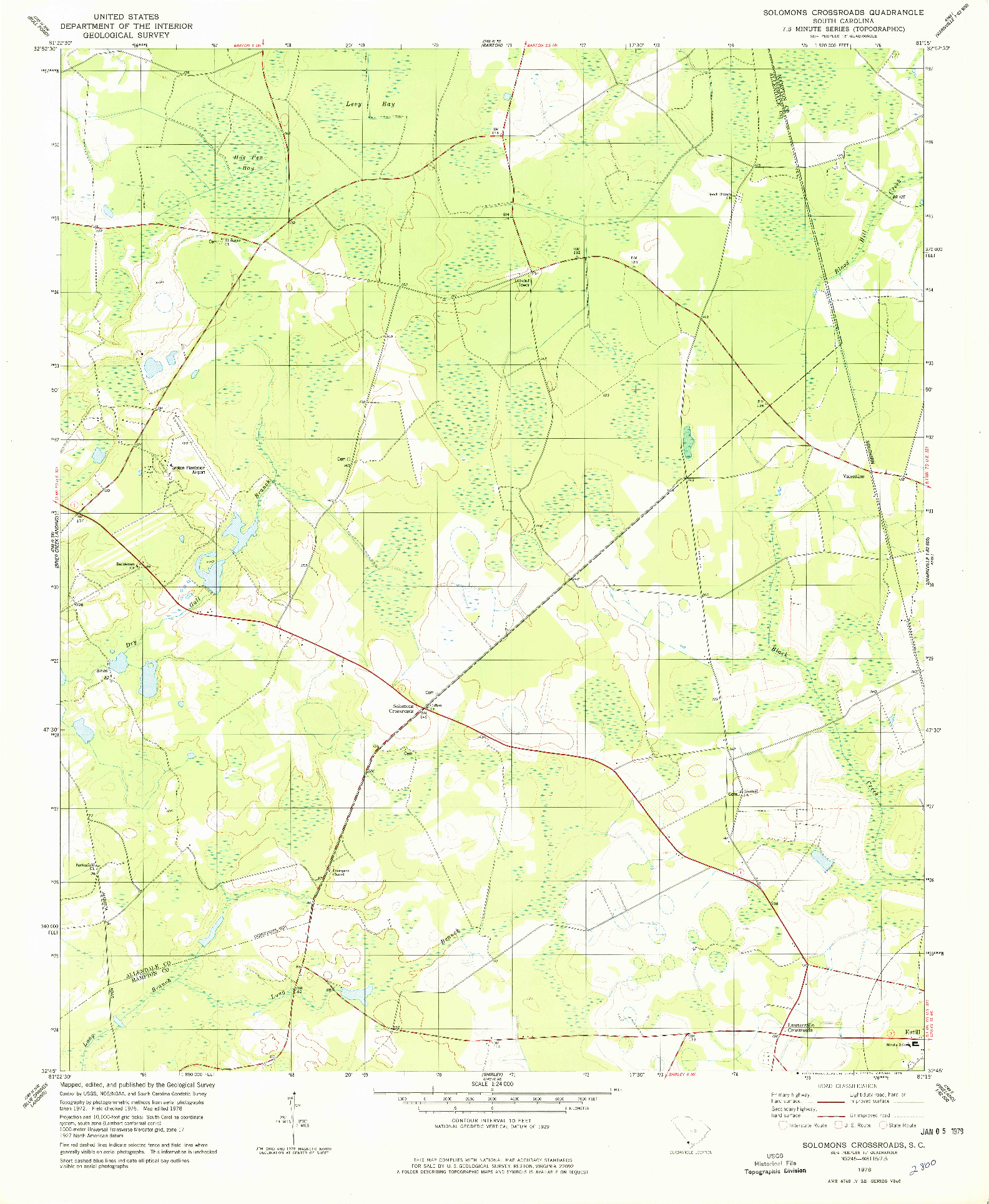 USGS 1:24000-SCALE QUADRANGLE FOR SOLOMONS CROSSROADS, SC 1978