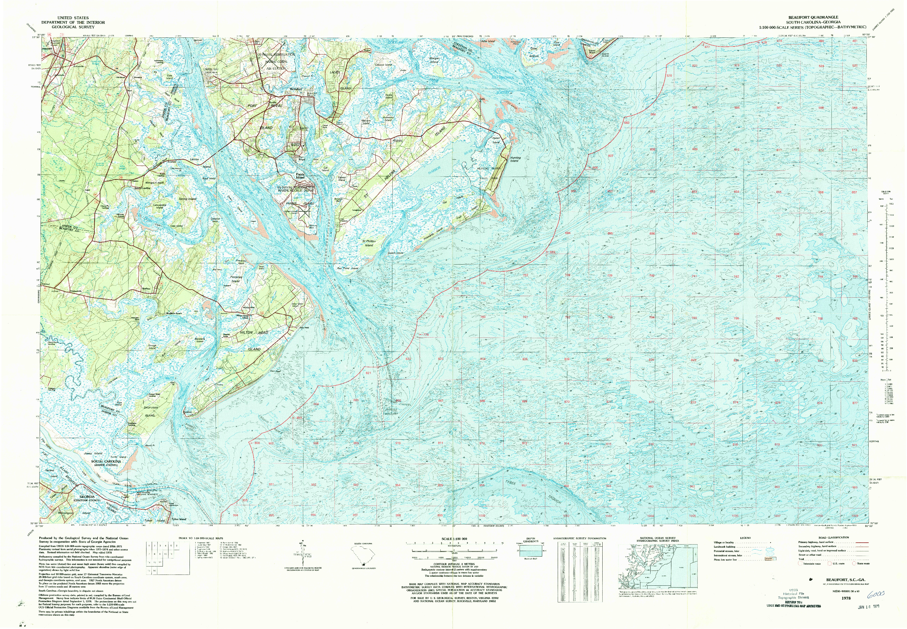 USGS 1:100000-SCALE QUADRANGLE FOR BEAUFORT, SC 1978