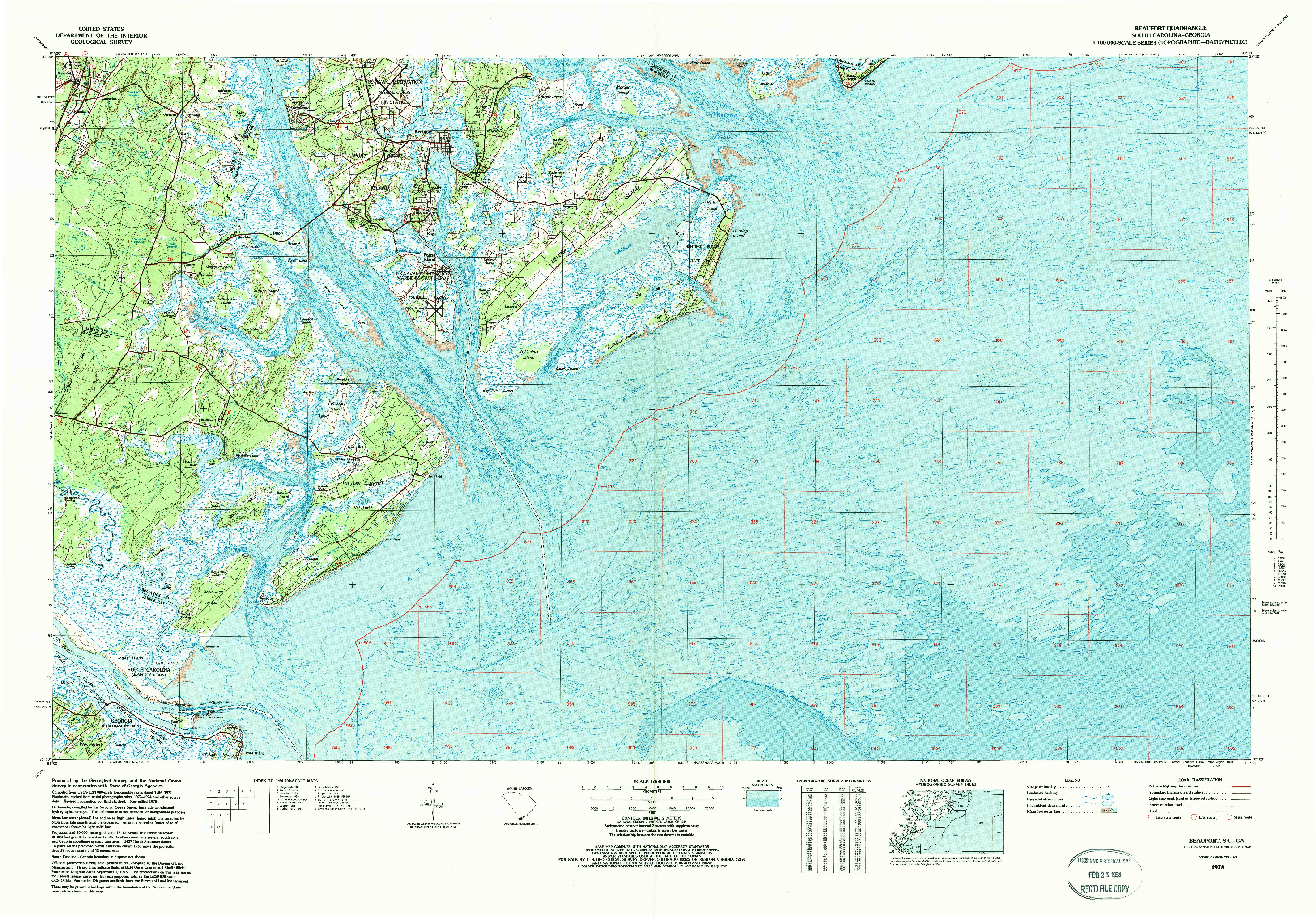 USGS 1:100000-SCALE QUADRANGLE FOR BEAUFORT, SC 1978