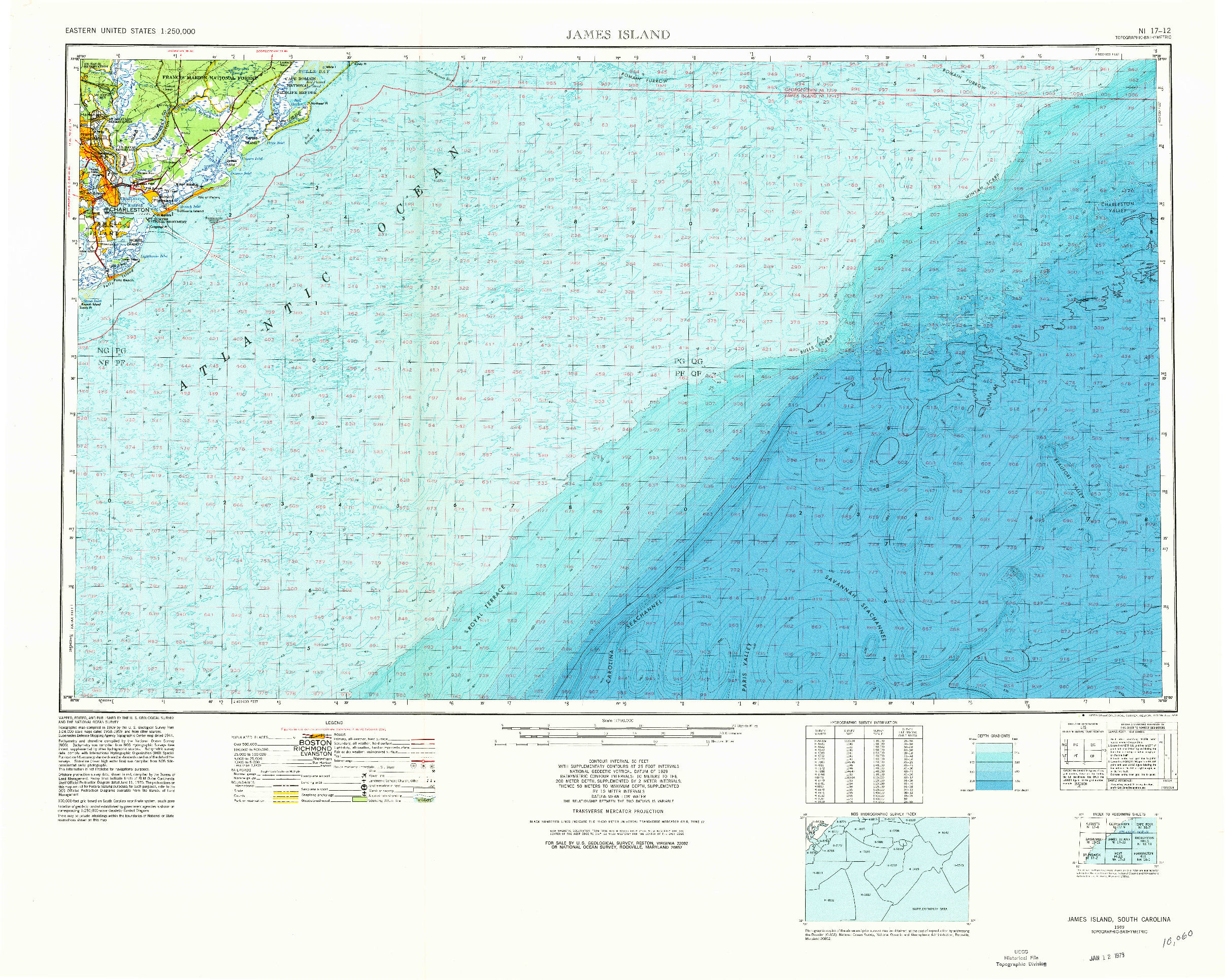 USGS 1:250000-SCALE QUADRANGLE FOR JAMES ISLAND, SC 1969