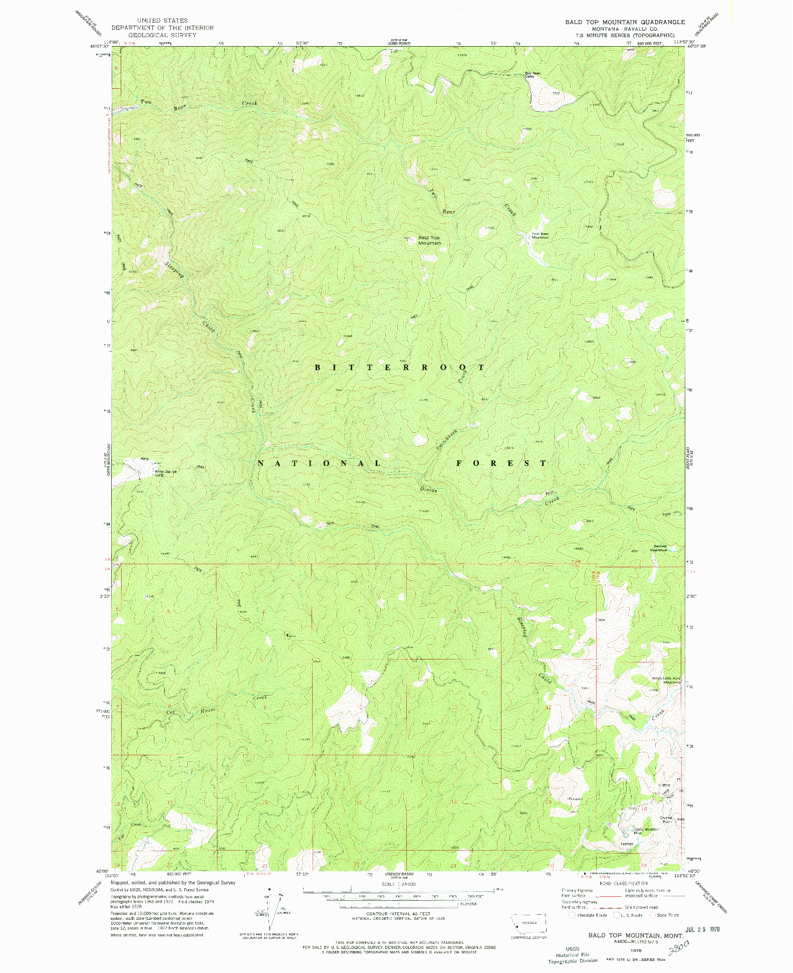 USGS 1:24000-SCALE QUADRANGLE FOR BALD TOP MOUNTAIN, MT 1978