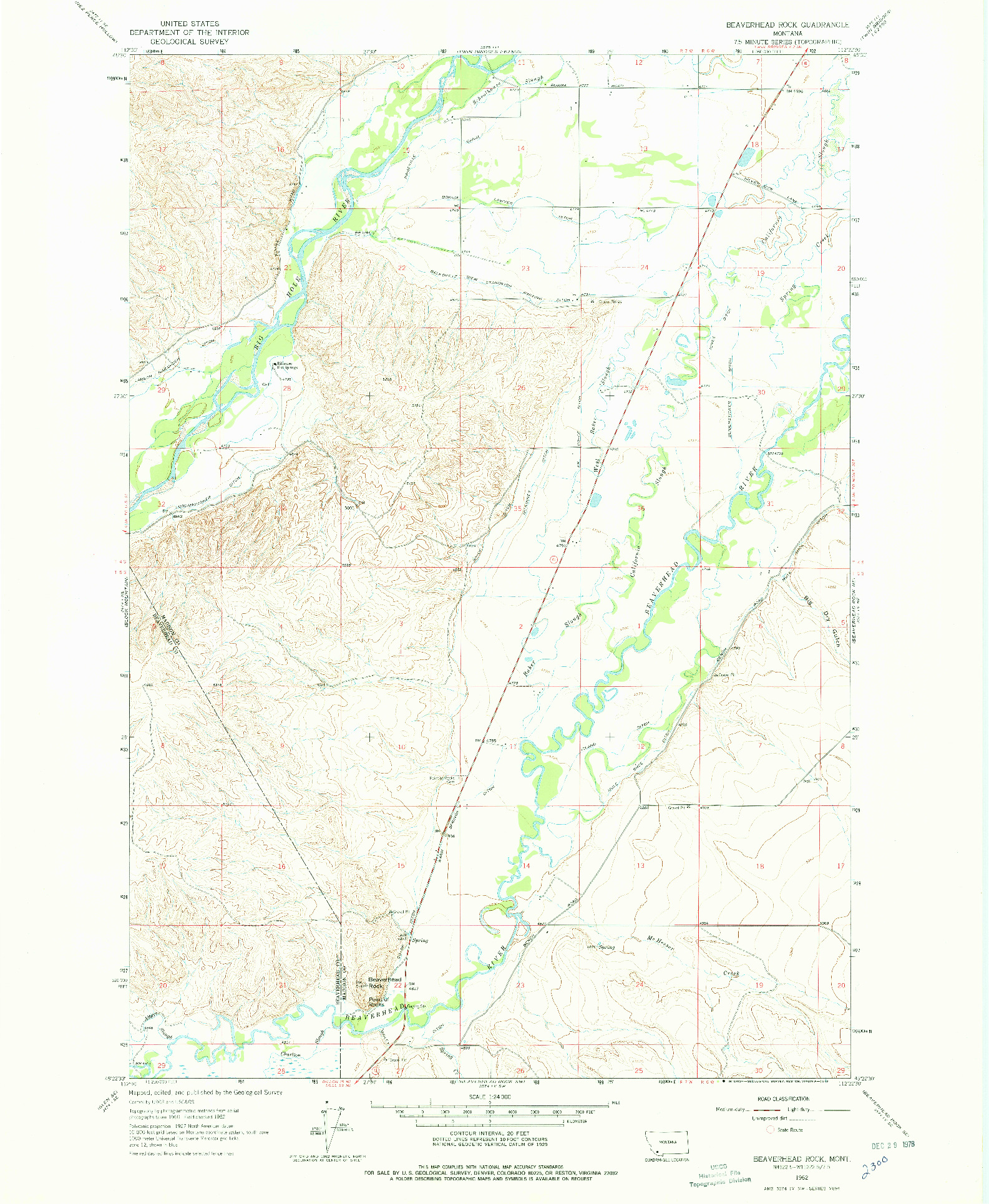 USGS 1:24000-SCALE QUADRANGLE FOR BEAVERHEAD ROCK, MT 1962