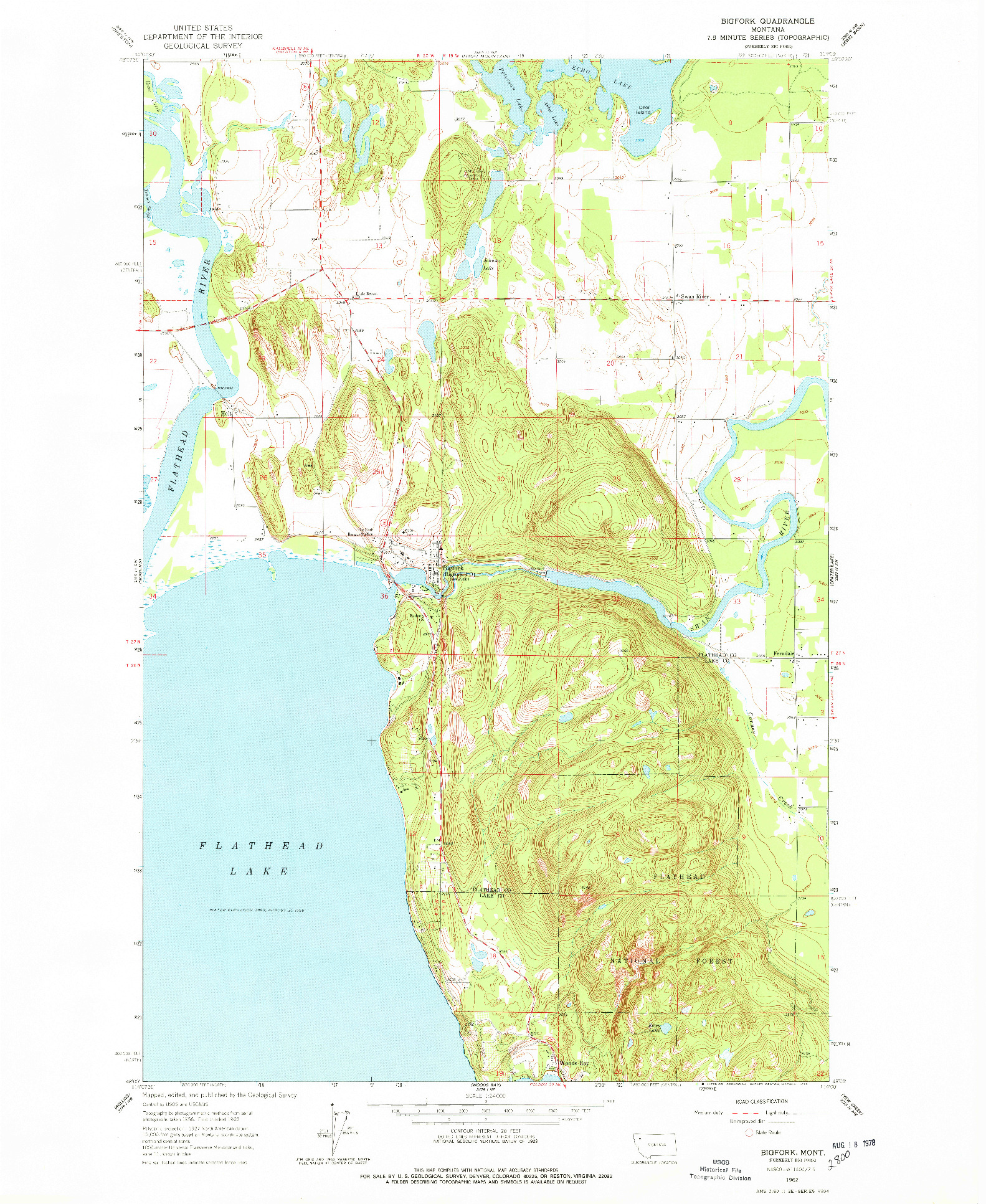 USGS 1:24000-SCALE QUADRANGLE FOR BIGFORK, MT 1962