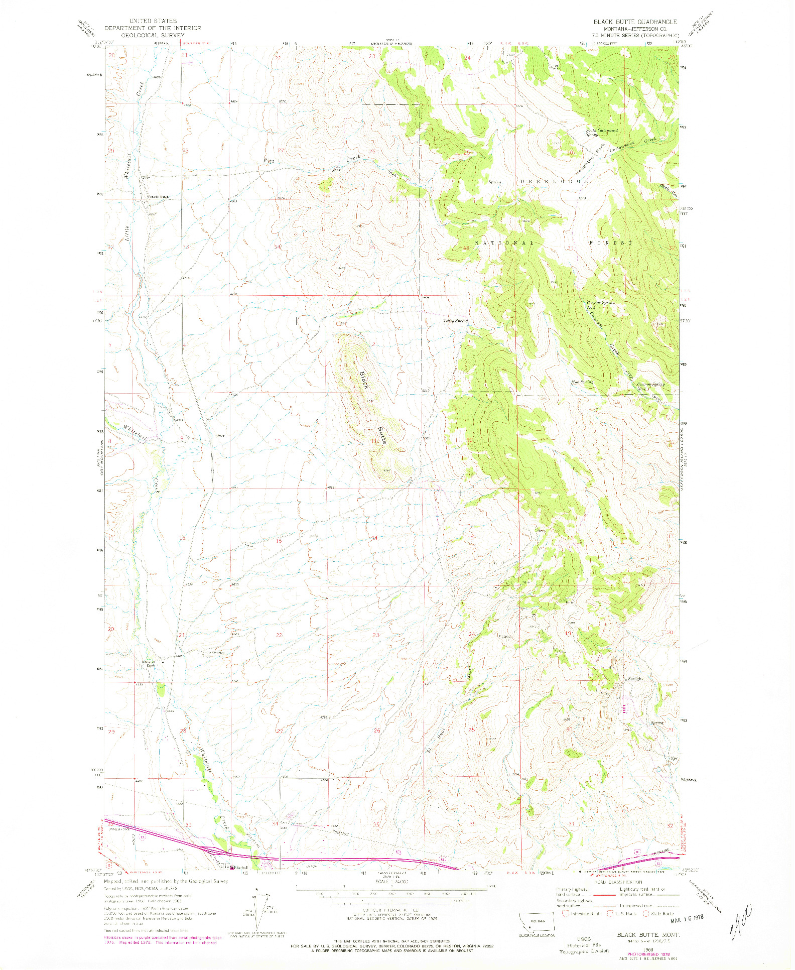 USGS 1:24000-SCALE QUADRANGLE FOR BLACK BUTTE, MT 1963