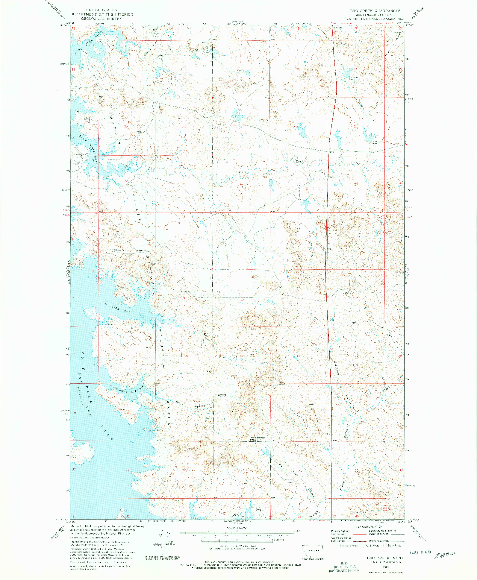 USGS 1:24000-SCALE QUADRANGLE FOR BUG CREEK, MT 1973