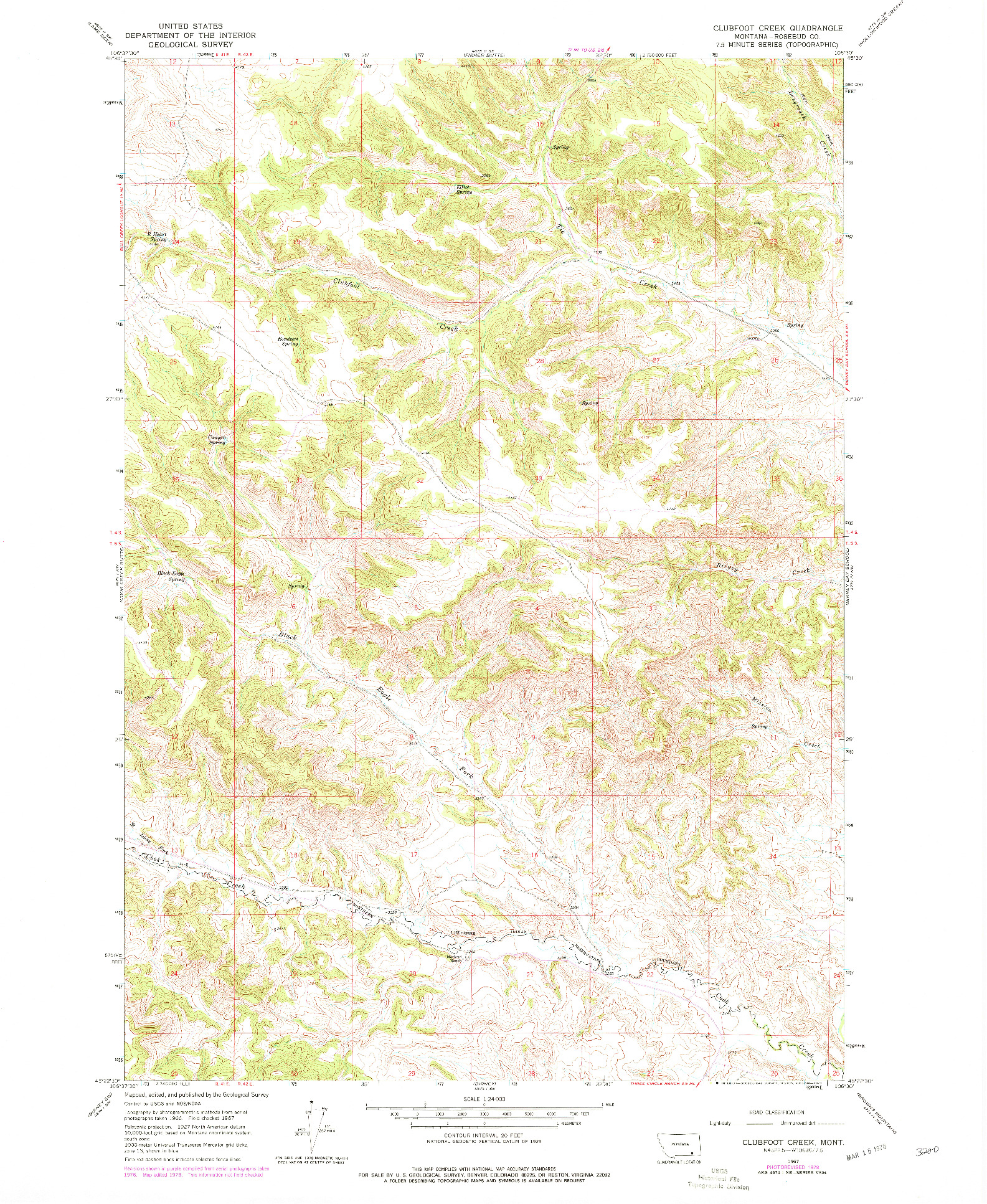 USGS 1:24000-SCALE QUADRANGLE FOR CLUBFOOT CREEK, MT 1967