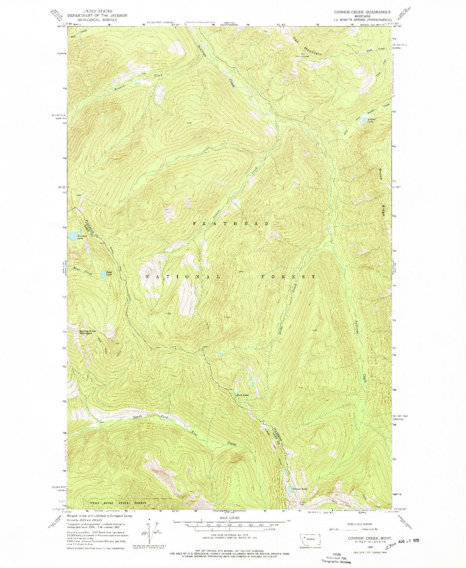 USGS 1:24000-SCALE QUADRANGLE FOR CONNOR CREEK, MT 1965