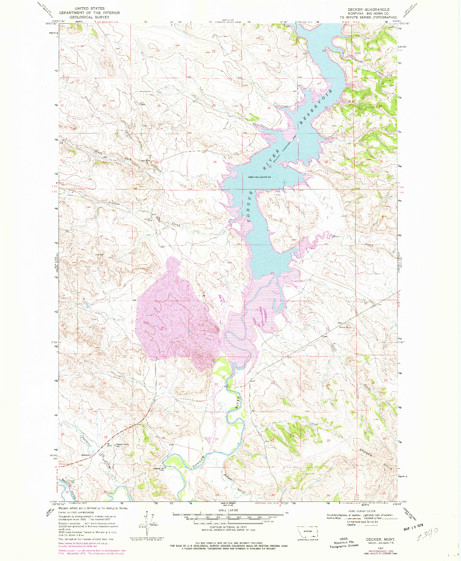 USGS 1:24000-SCALE QUADRANGLE FOR DECKER, MT 1967