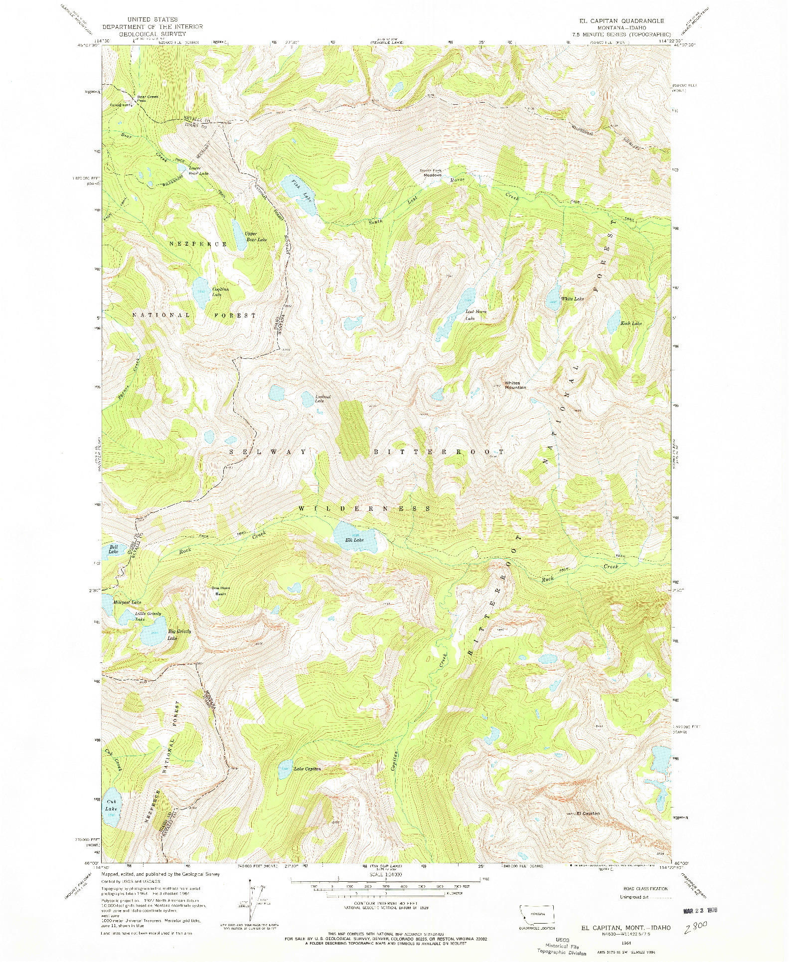 USGS 1:24000-SCALE QUADRANGLE FOR EL CAPITAN, MT 1964