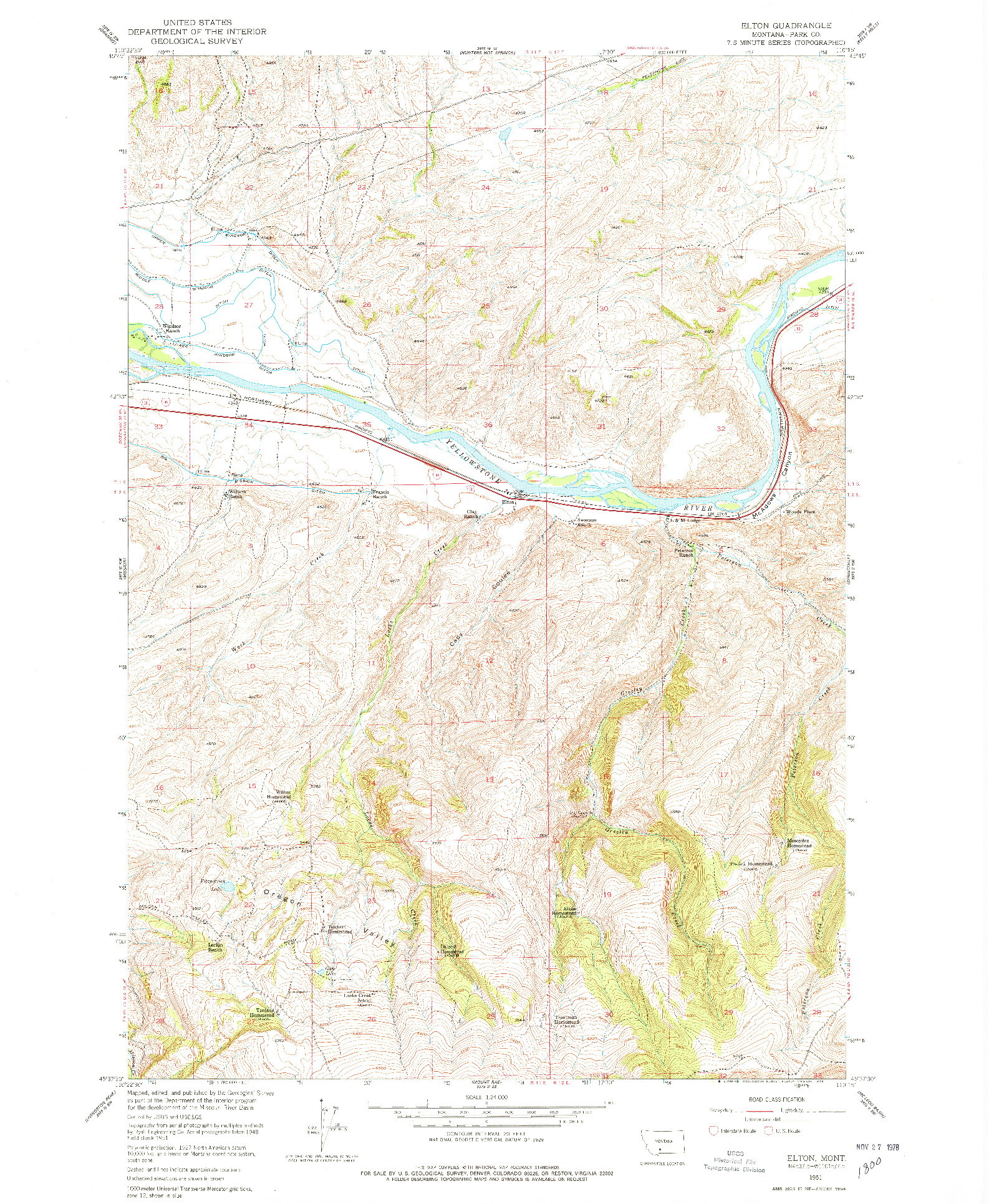 USGS 1:24000-SCALE QUADRANGLE FOR ELTON, MT 1951