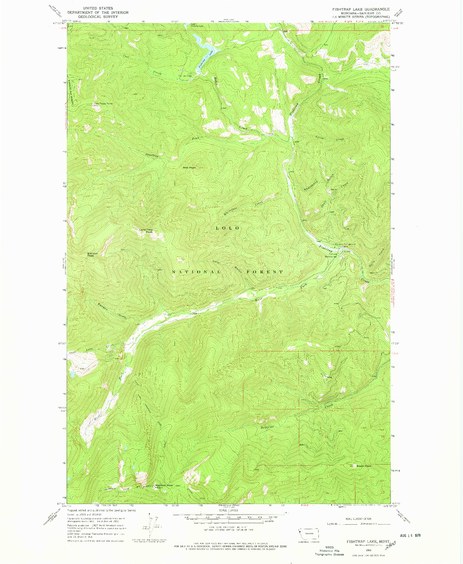 USGS 1:24000-SCALE QUADRANGLE FOR FISHTRAP LAKE, MT 1966