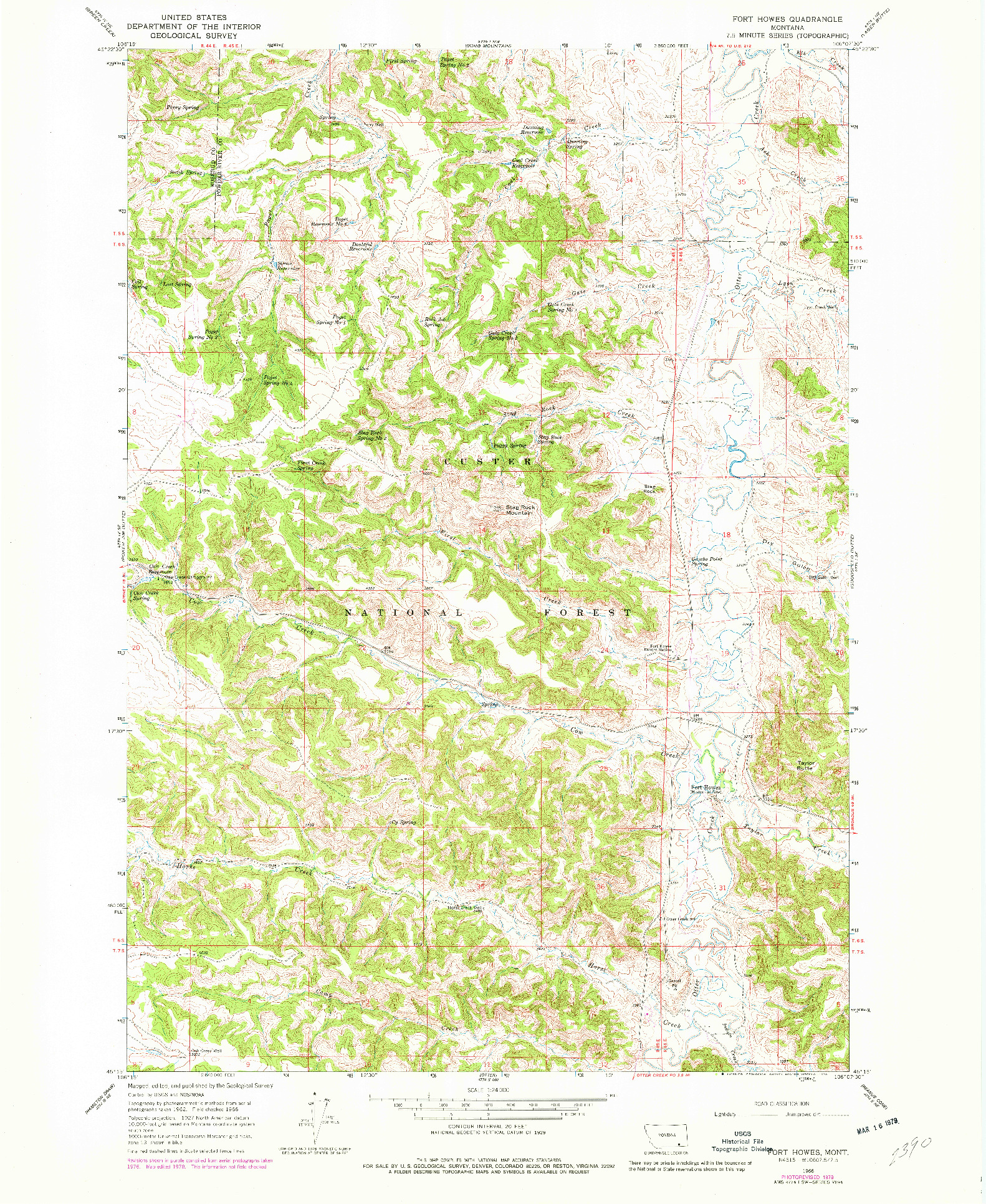 USGS 1:24000-SCALE QUADRANGLE FOR FORT HOWES, MT 1966