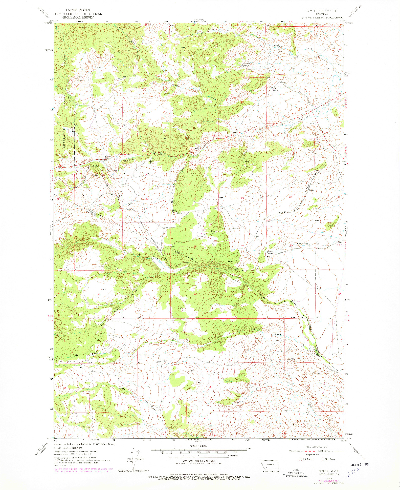 USGS 1:24000-SCALE QUADRANGLE FOR GRACE, MT 1963