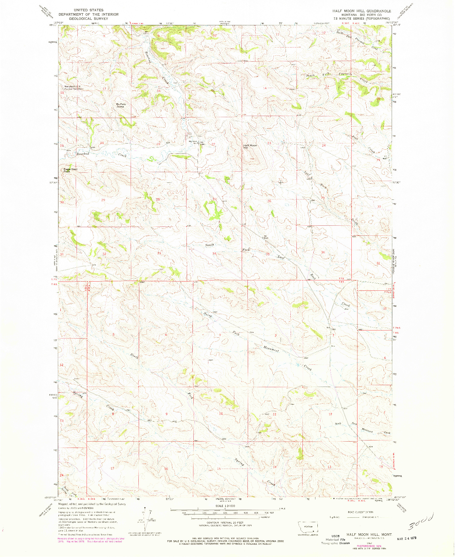 USGS 1:24000-SCALE QUADRANGLE FOR HALF MOON HILL, MT 1967