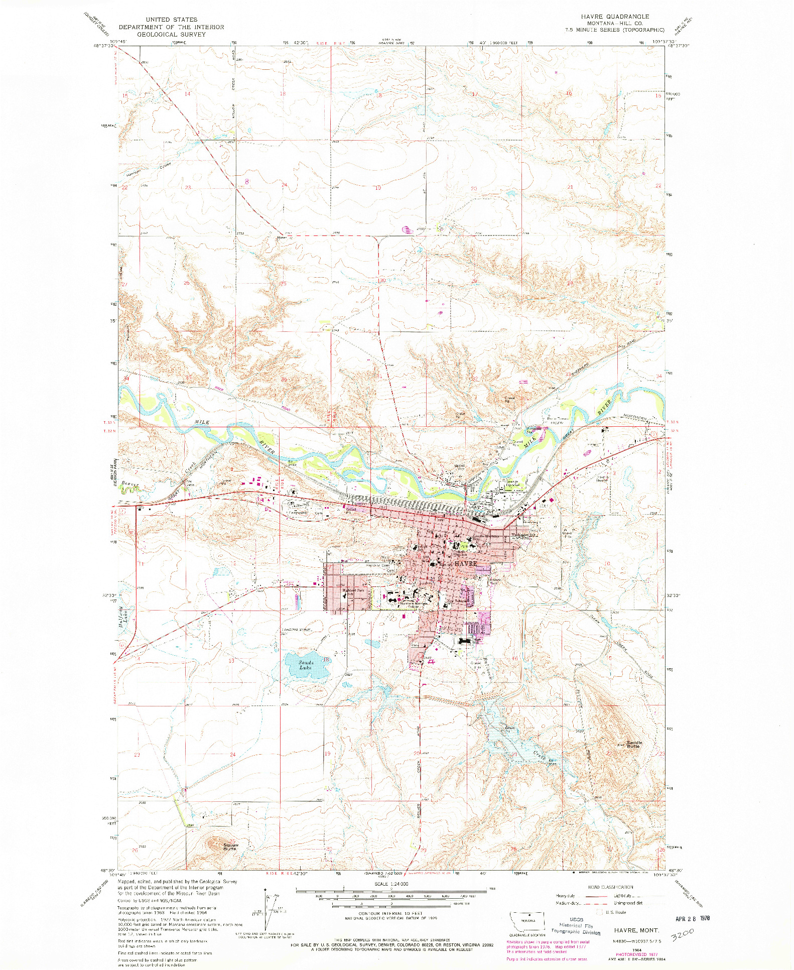 USGS 1:24000-SCALE QUADRANGLE FOR HAVRE, MT 1964