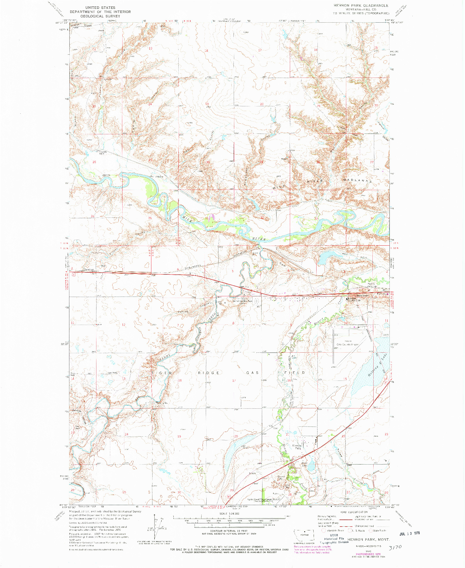 USGS 1:24000-SCALE QUADRANGLE FOR HERRON PARK, MT 1970