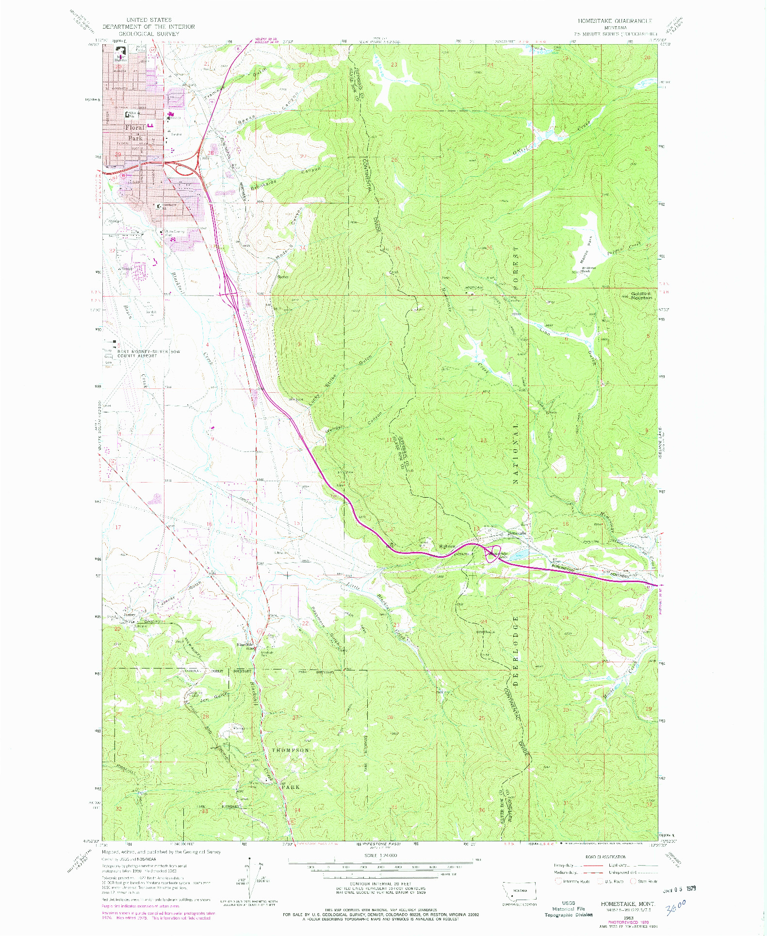 USGS 1:24000-SCALE QUADRANGLE FOR HOMESTAKE, MT 1963