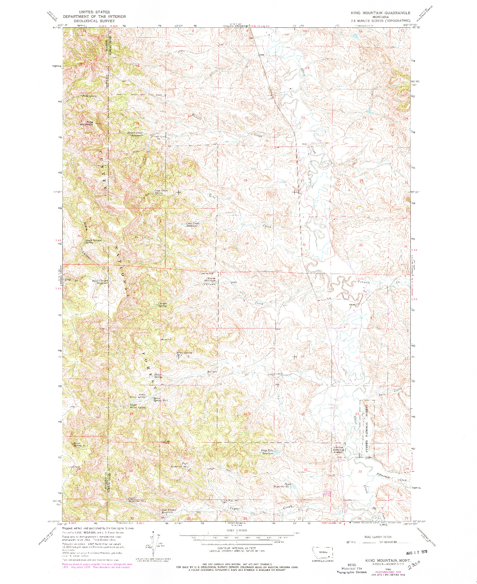 USGS 1:24000-SCALE QUADRANGLE FOR KING MOUNTAIN, MT 1966