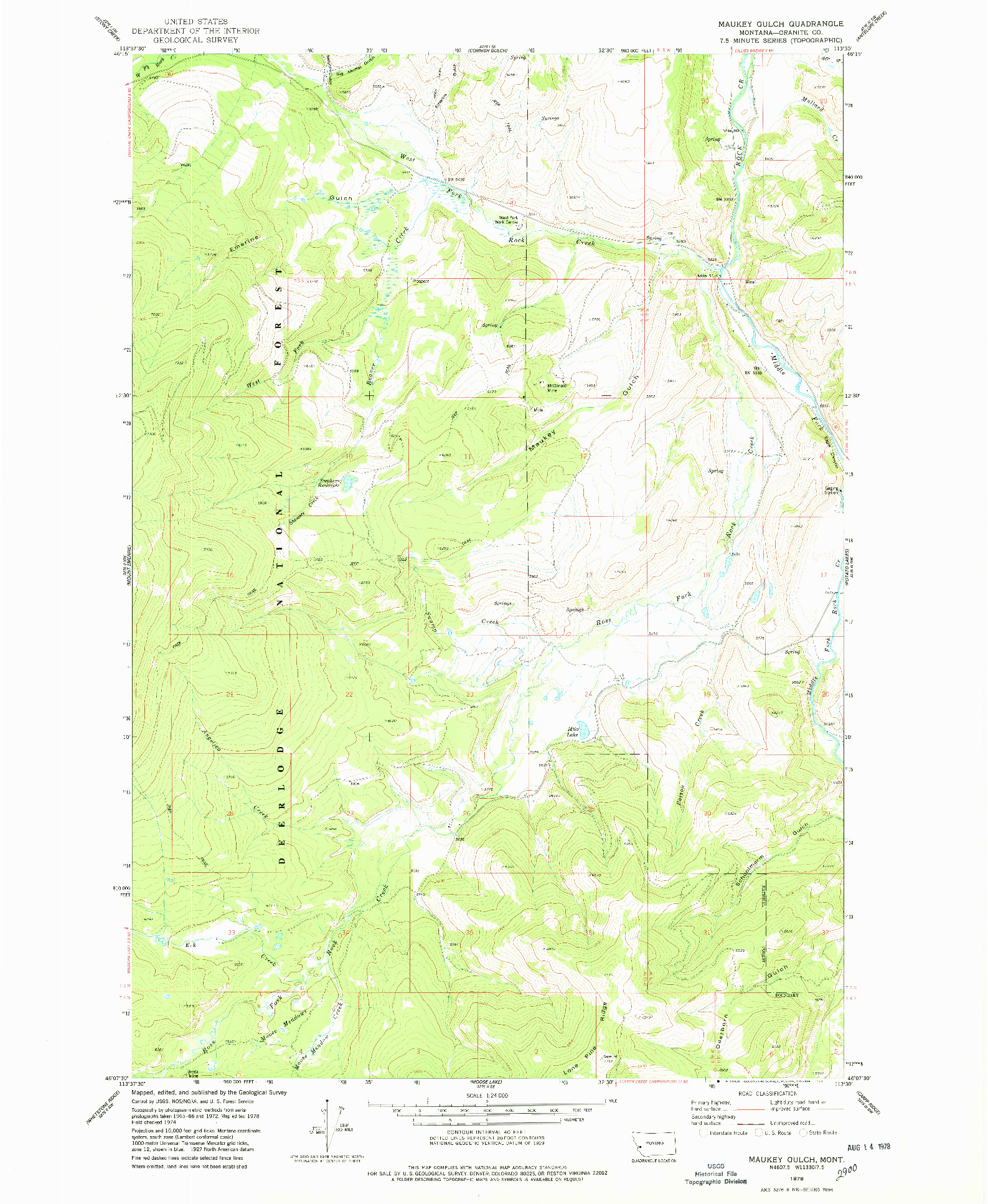 USGS 1:24000-SCALE QUADRANGLE FOR MAUKEY GULCH, MT 1978