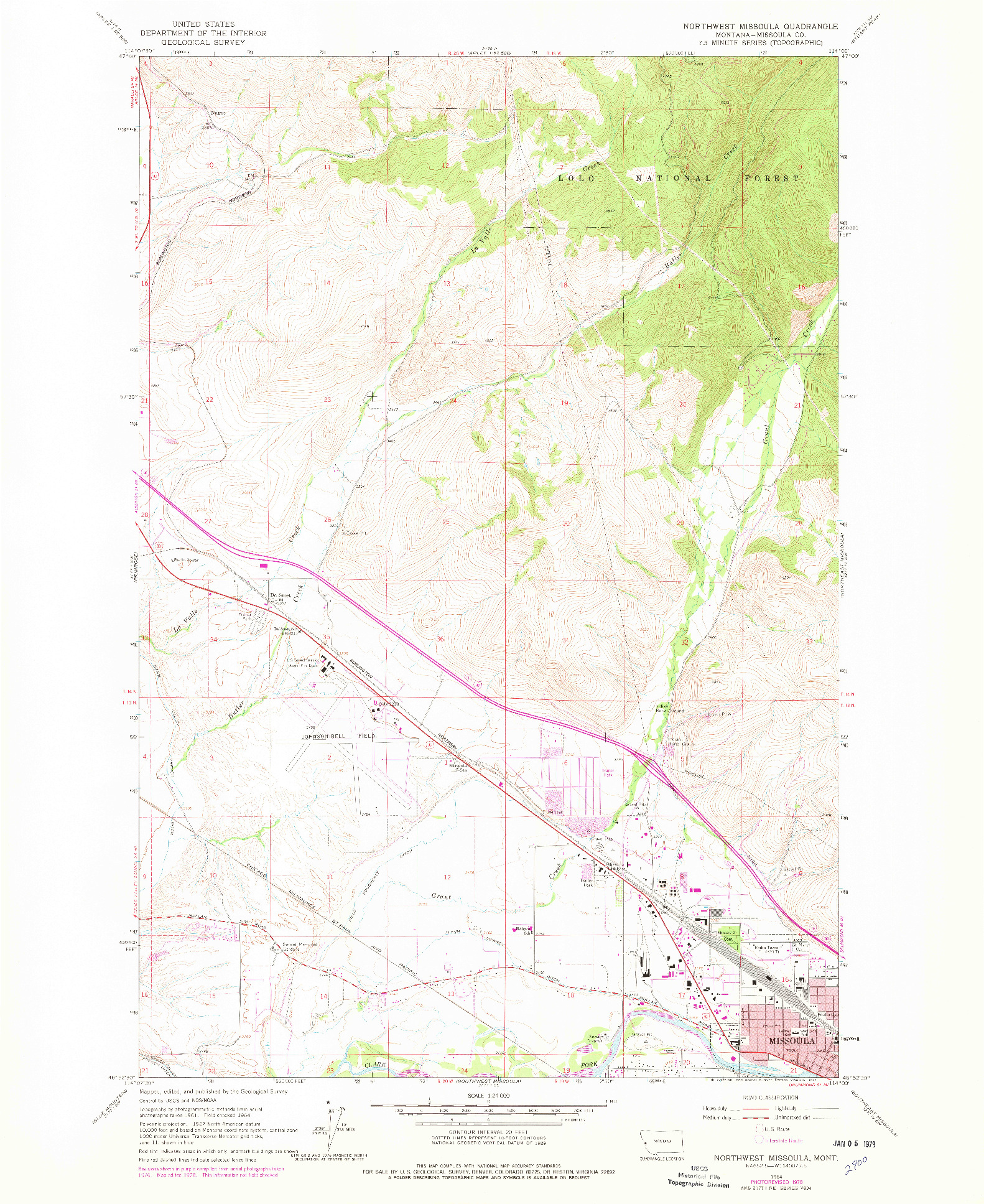 USGS 1:24000-SCALE QUADRANGLE FOR NORTHWEST MISSOULA, MT 1964