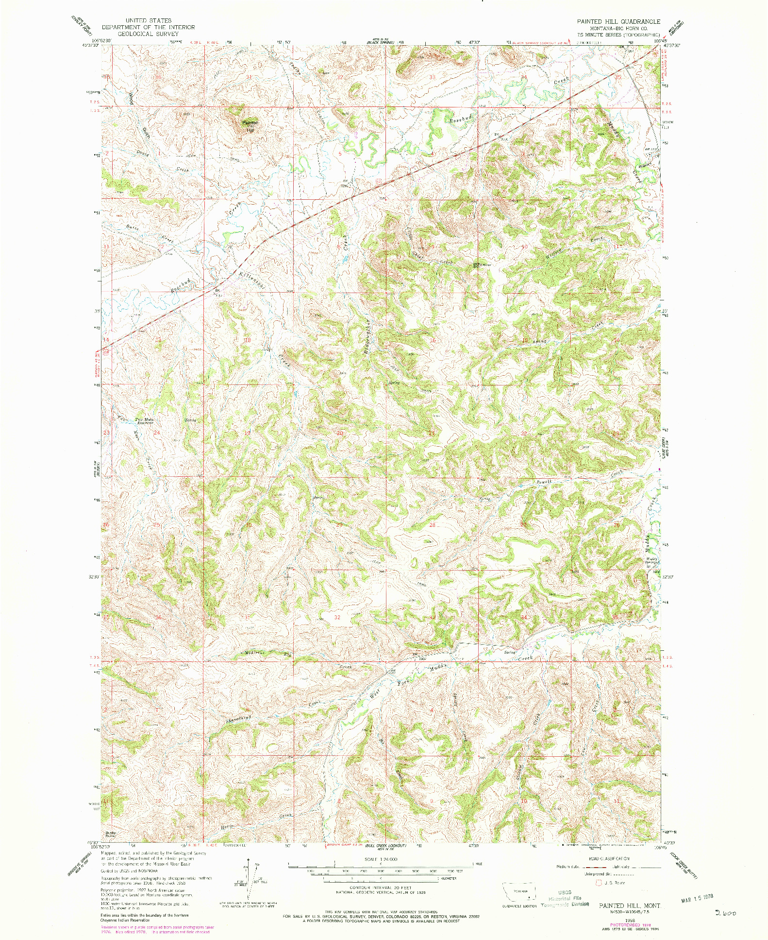 USGS 1:24000-SCALE QUADRANGLE FOR PAINTED HILL, MT 1958
