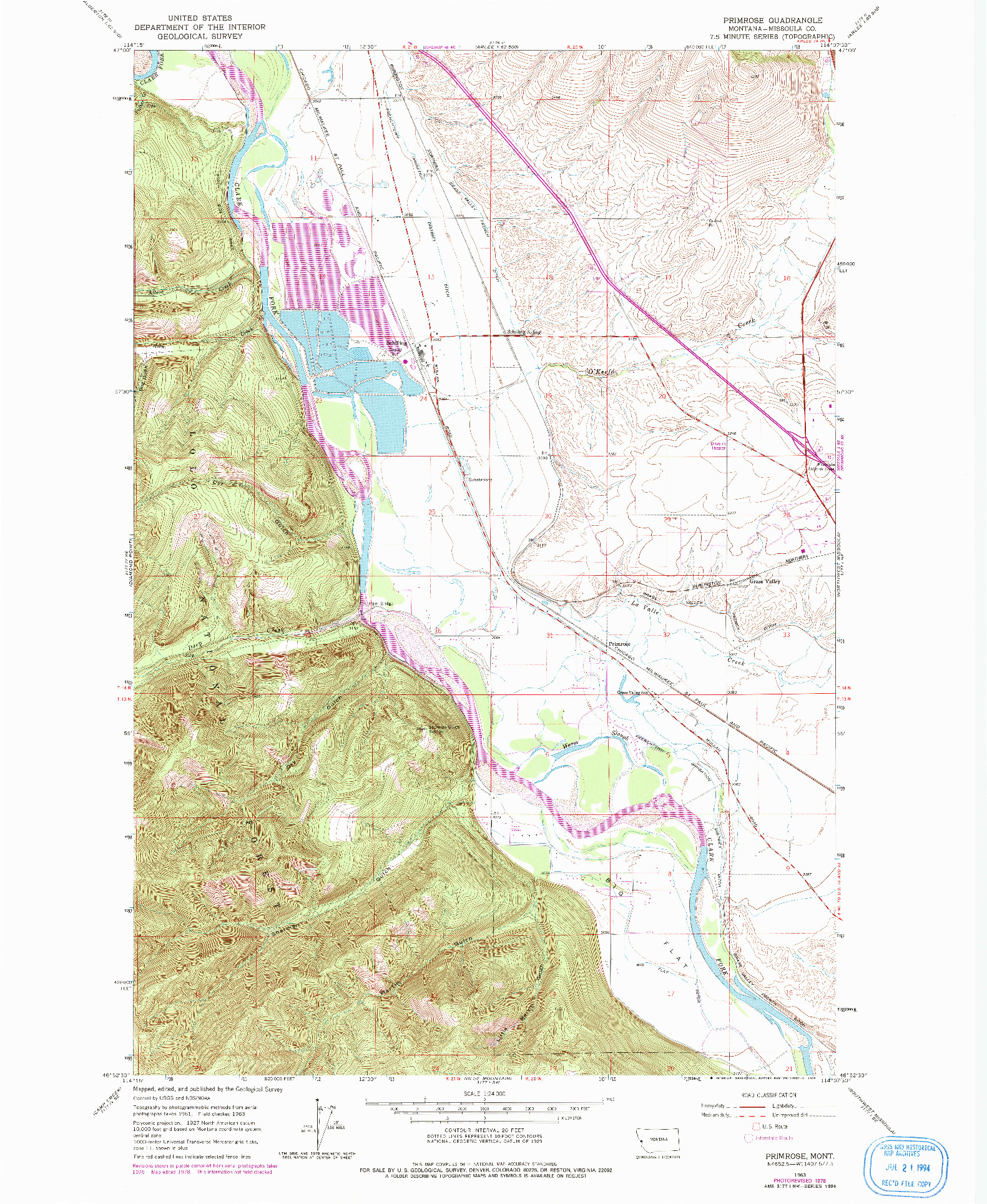 USGS 1:24000-SCALE QUADRANGLE FOR PRIMROSE, MT 1963