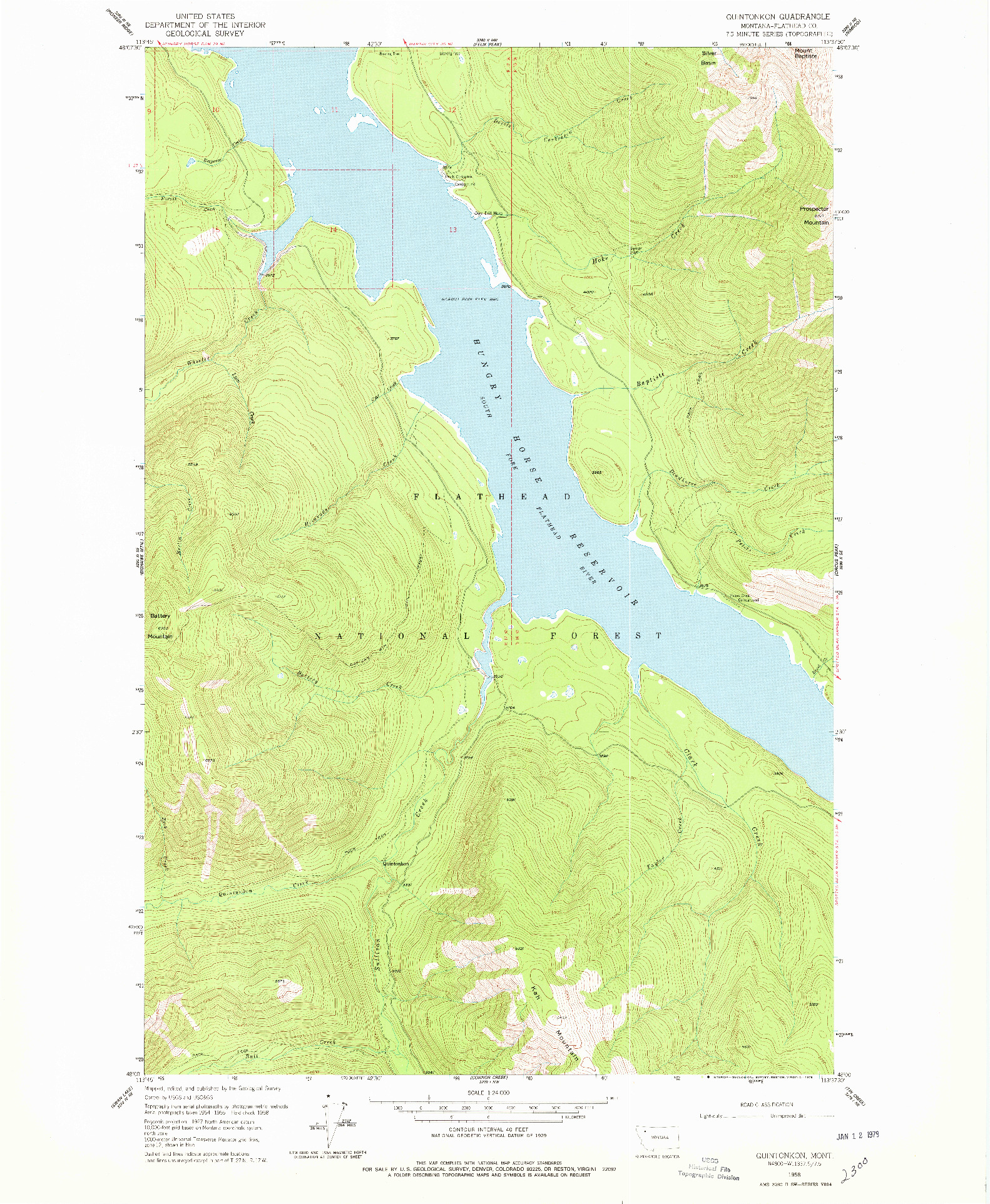 USGS 1:24000-SCALE QUADRANGLE FOR QUINTONKON, MT 1958