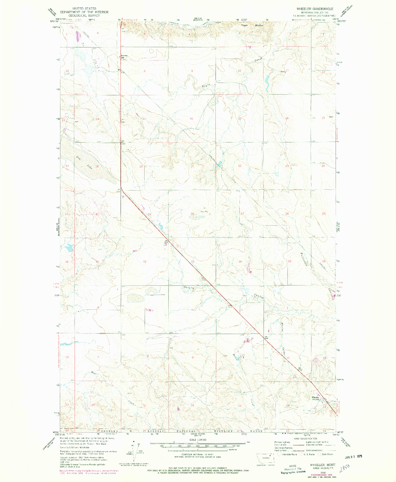 USGS 1:24000-SCALE QUADRANGLE FOR WHEELER, MT 1958