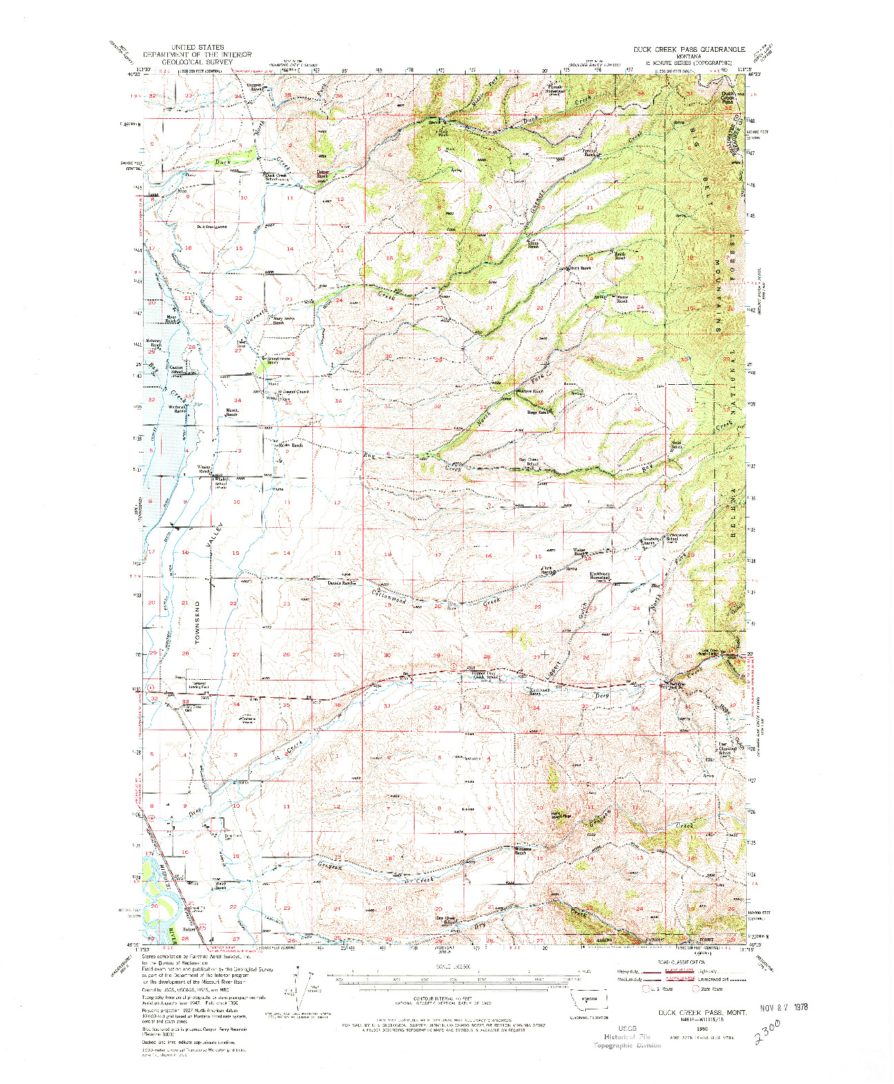 USGS 1:62500-SCALE QUADRANGLE FOR DUCK CREEK PASS, MT 1950