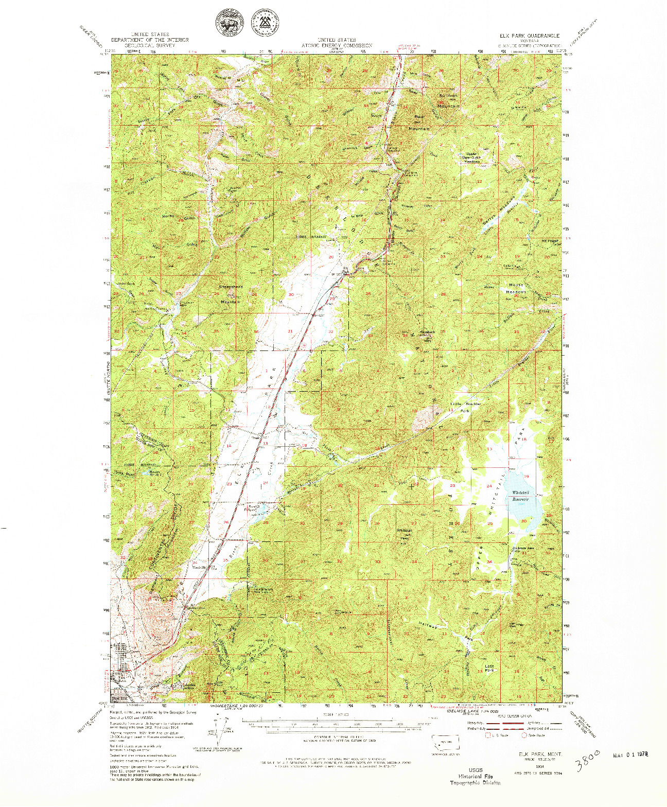 USGS 1:62500-SCALE QUADRANGLE FOR ELK PARK, MT 1954