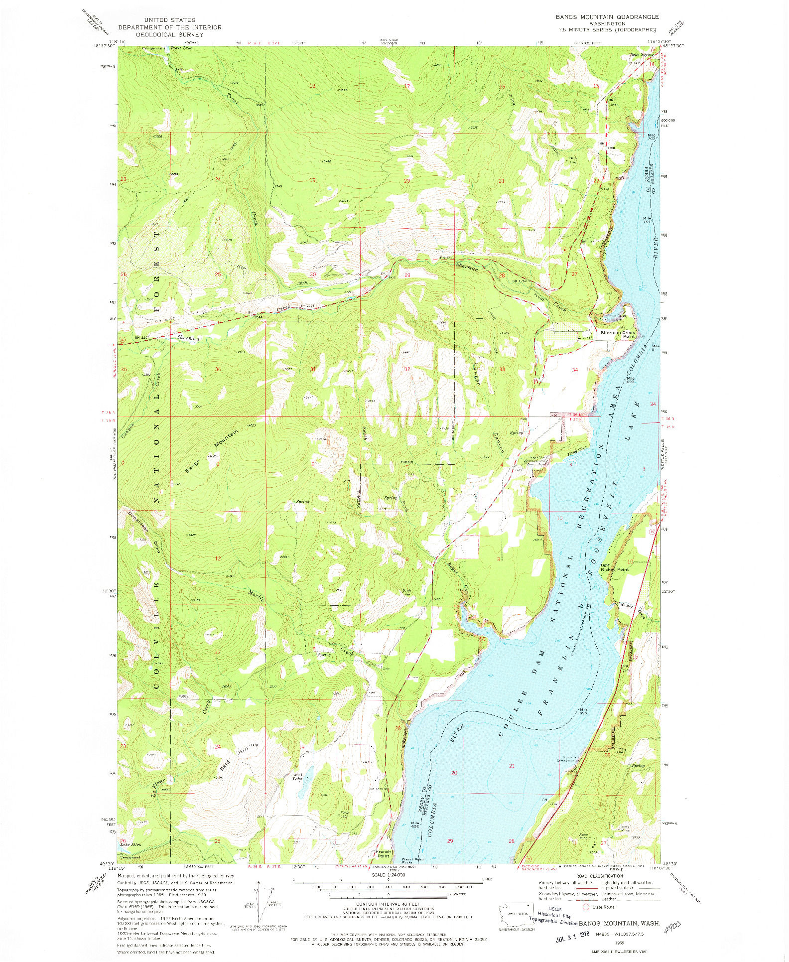 USGS 1:24000-SCALE QUADRANGLE FOR BANGS MOUNTAIN, WA 1969