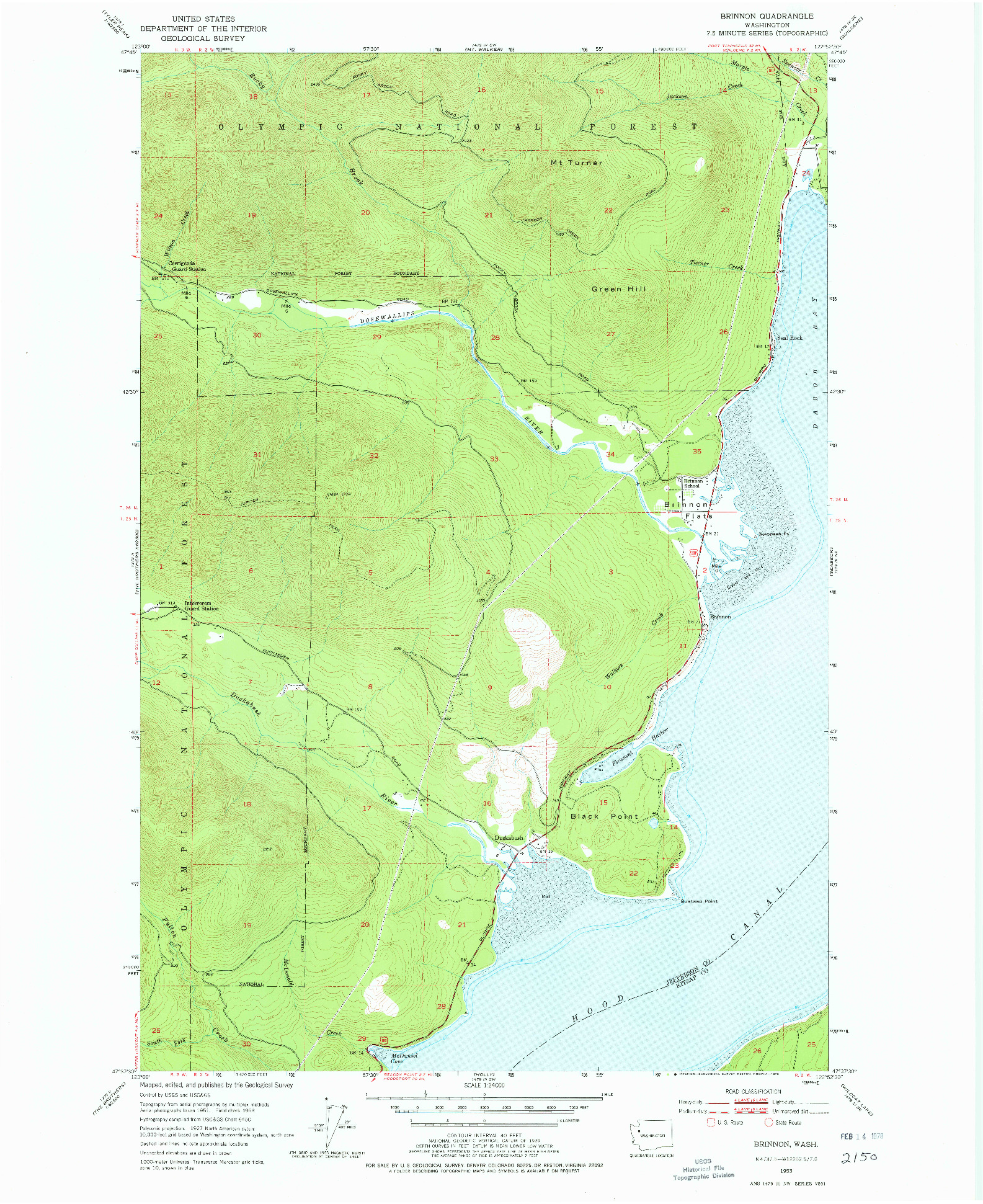 USGS 1:24000-SCALE QUADRANGLE FOR BRINNON, WA 1953