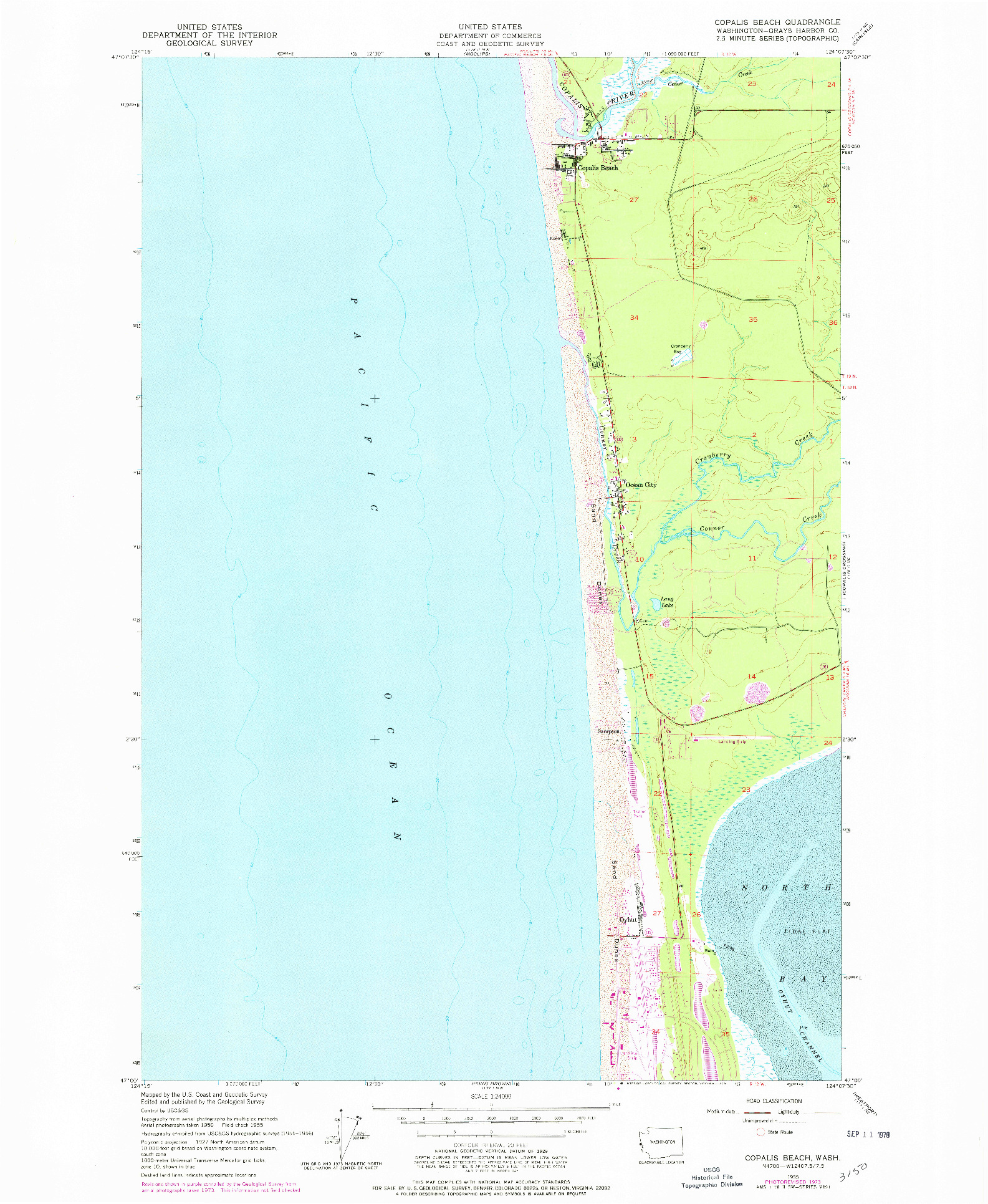 USGS 1:24000-SCALE QUADRANGLE FOR COPALIS BEACH, WA 1955